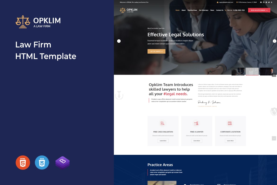 Imagen de portada de Opklim - Lawyer and Law Firm HTML Template (plantilla web)
