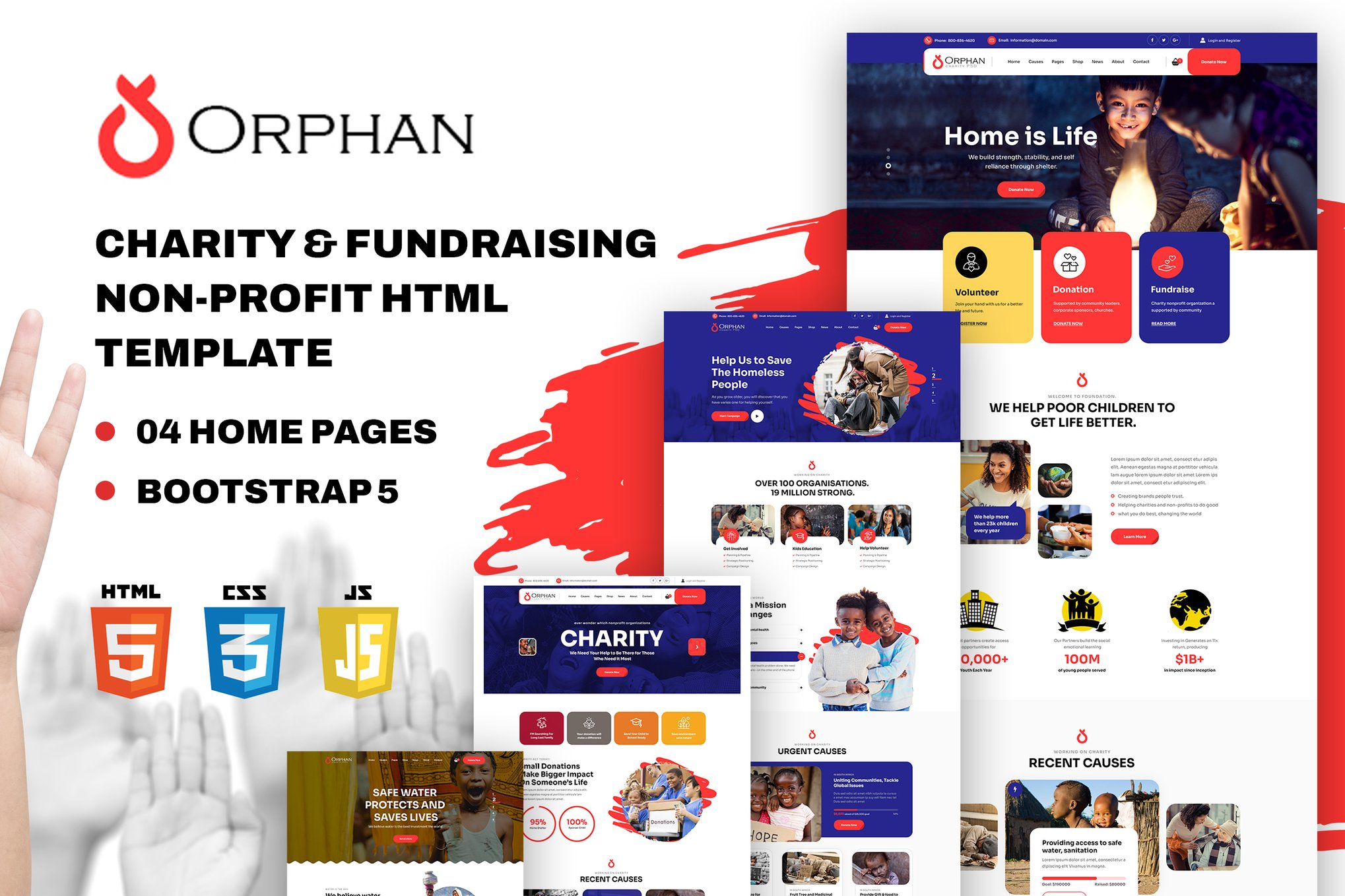 Imagen de portada de Orphan - Charity and Fundraising Non-Profit HTML (plantilla web)