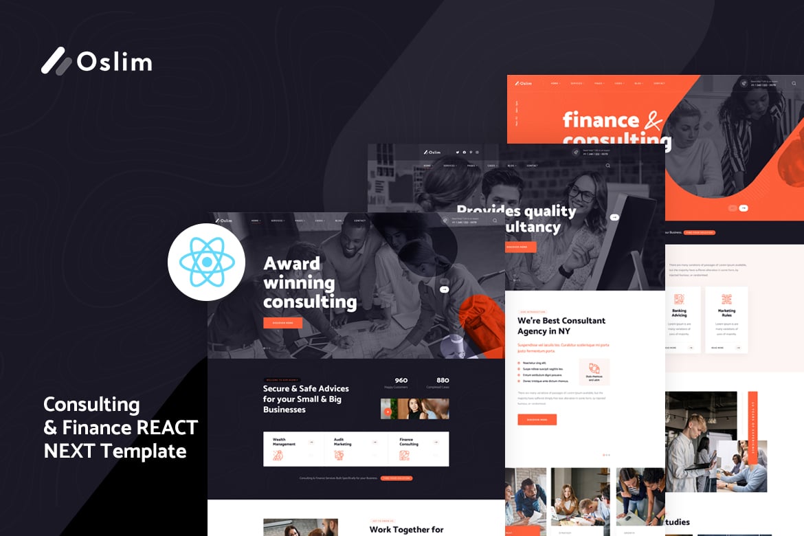 Imagen de portada de Oslim - Consulting Finance React Next Template (plantilla web)
