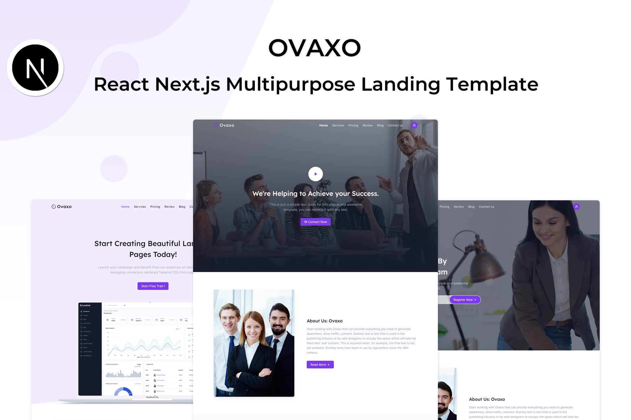 Imagen de portada de Ovaxo - React Next.js Business Template (plantilla web)