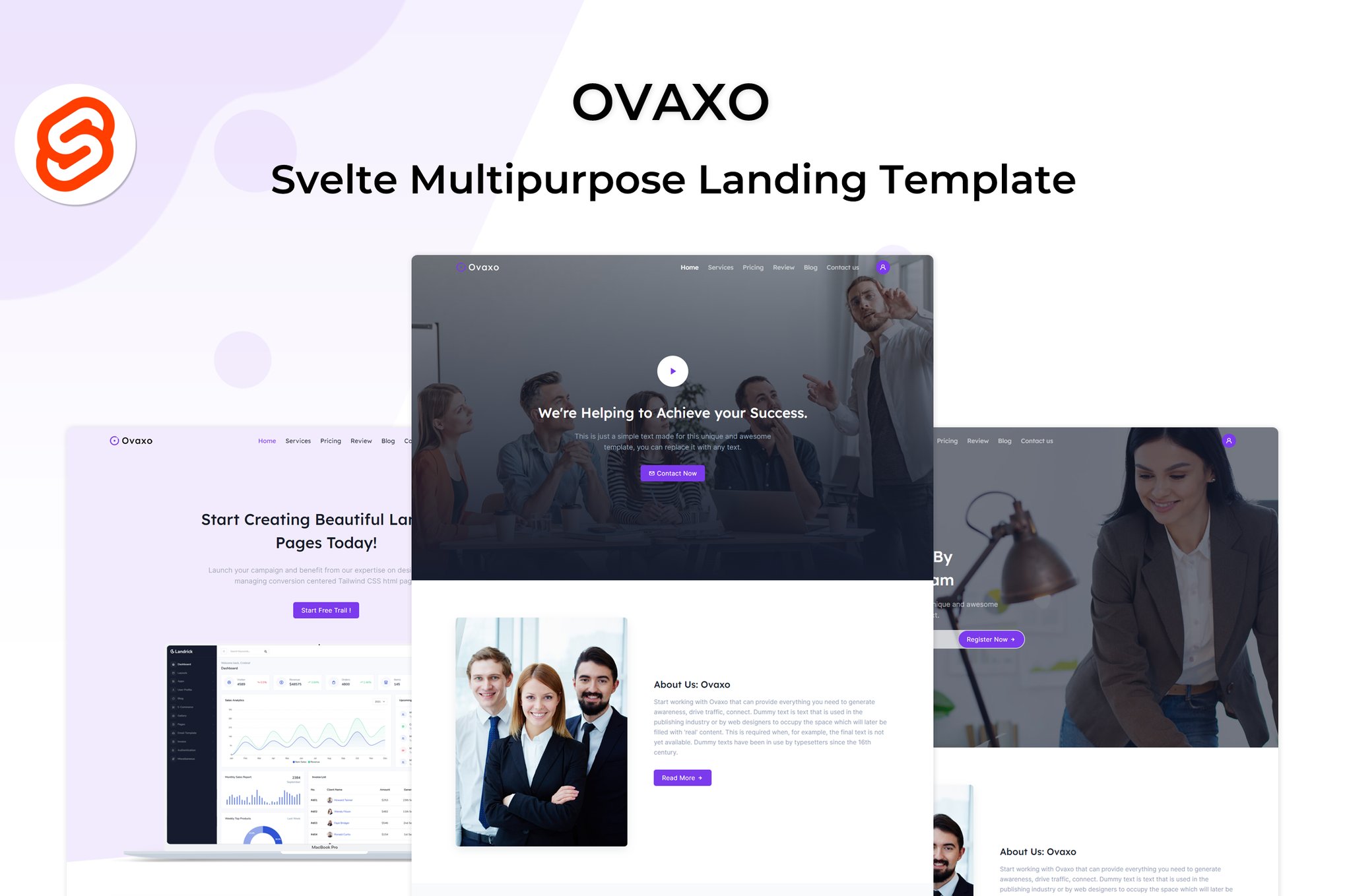 Imagen de portada de Ovaxo - Svelte Multipurpose Landing Template (plantilla web)