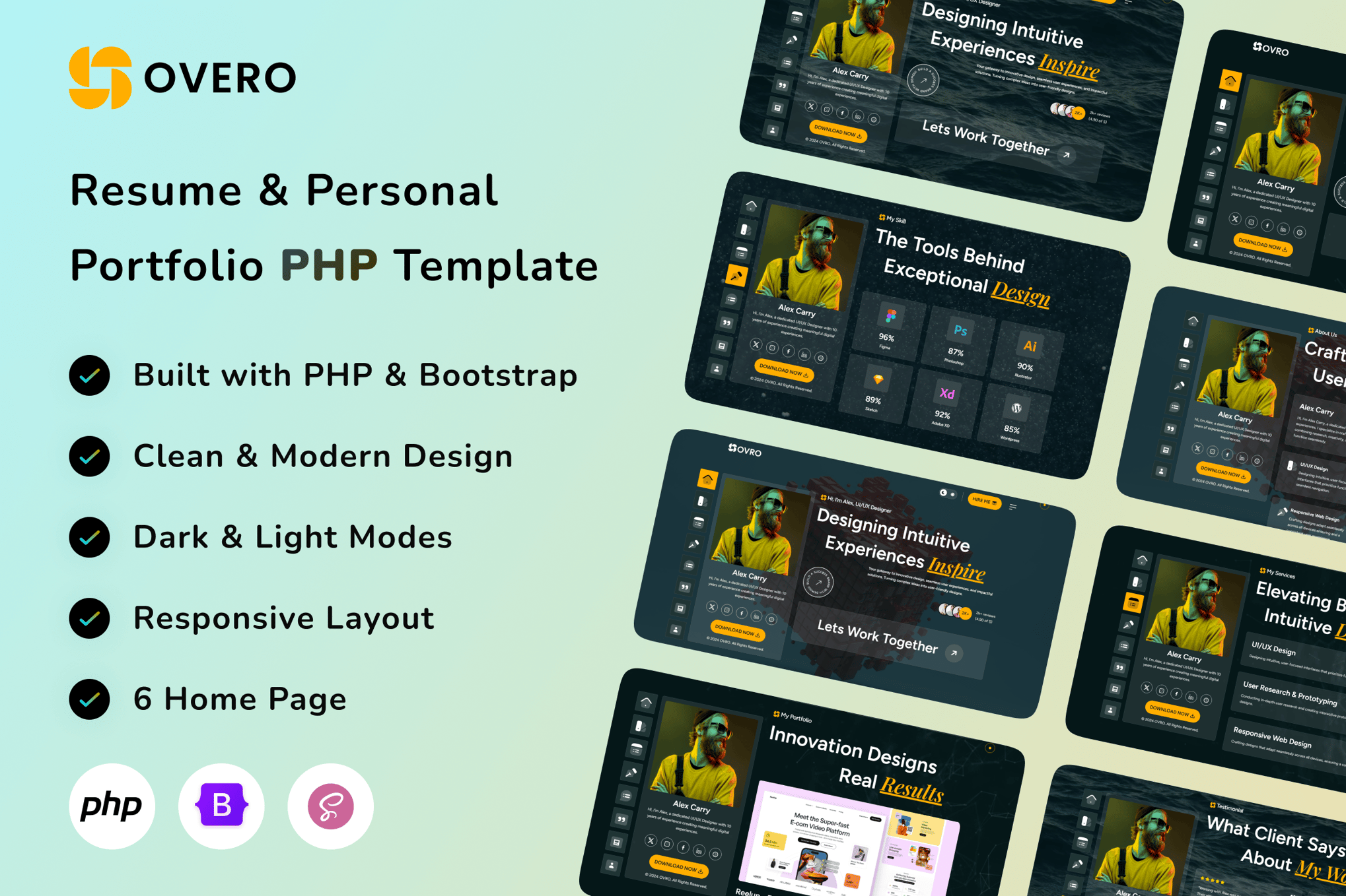 Imagen de portada de Ovro – Resume & Personal Portfolio PHP Template (plantilla web)