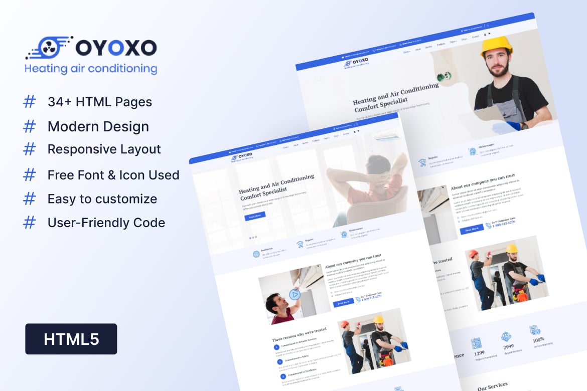 Imagen de portada de Oyoxo - Heating Air-conditioning Services Template (plantilla web)