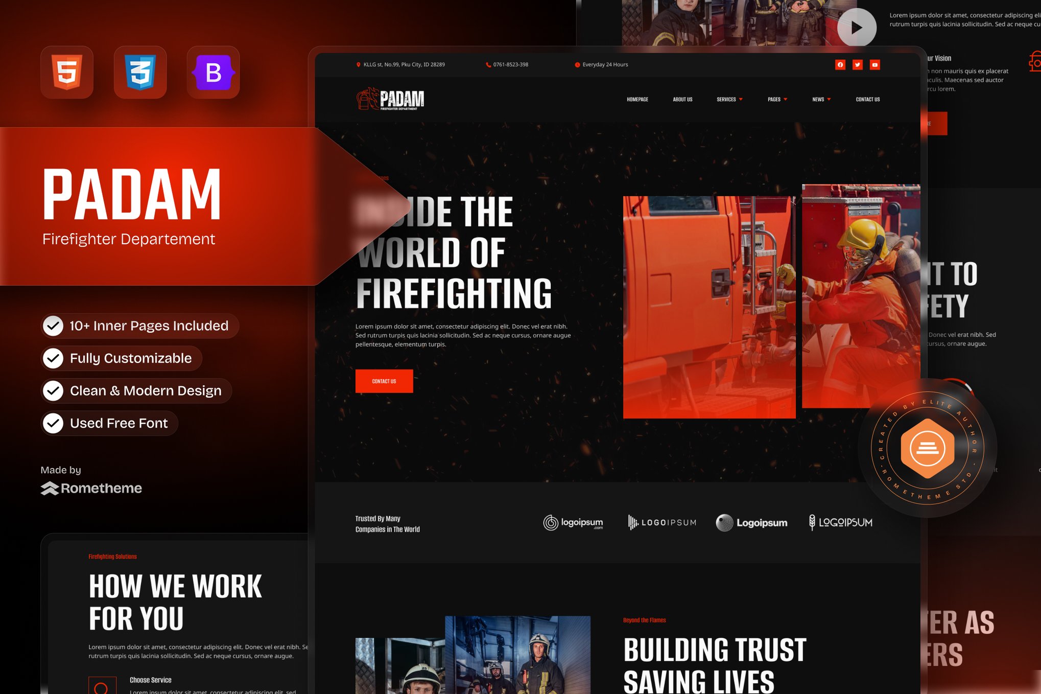 Imagen de portada de Padam - Firefighter Departement HTML Template (plantilla web)