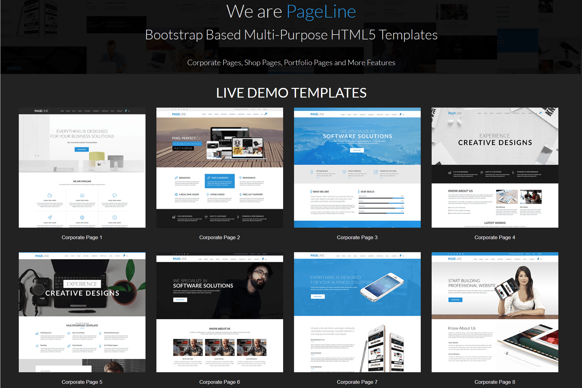 Imagen de portada de PageLine - Bootstrap Based Multipurpose HTML5 Tem (plantilla web)