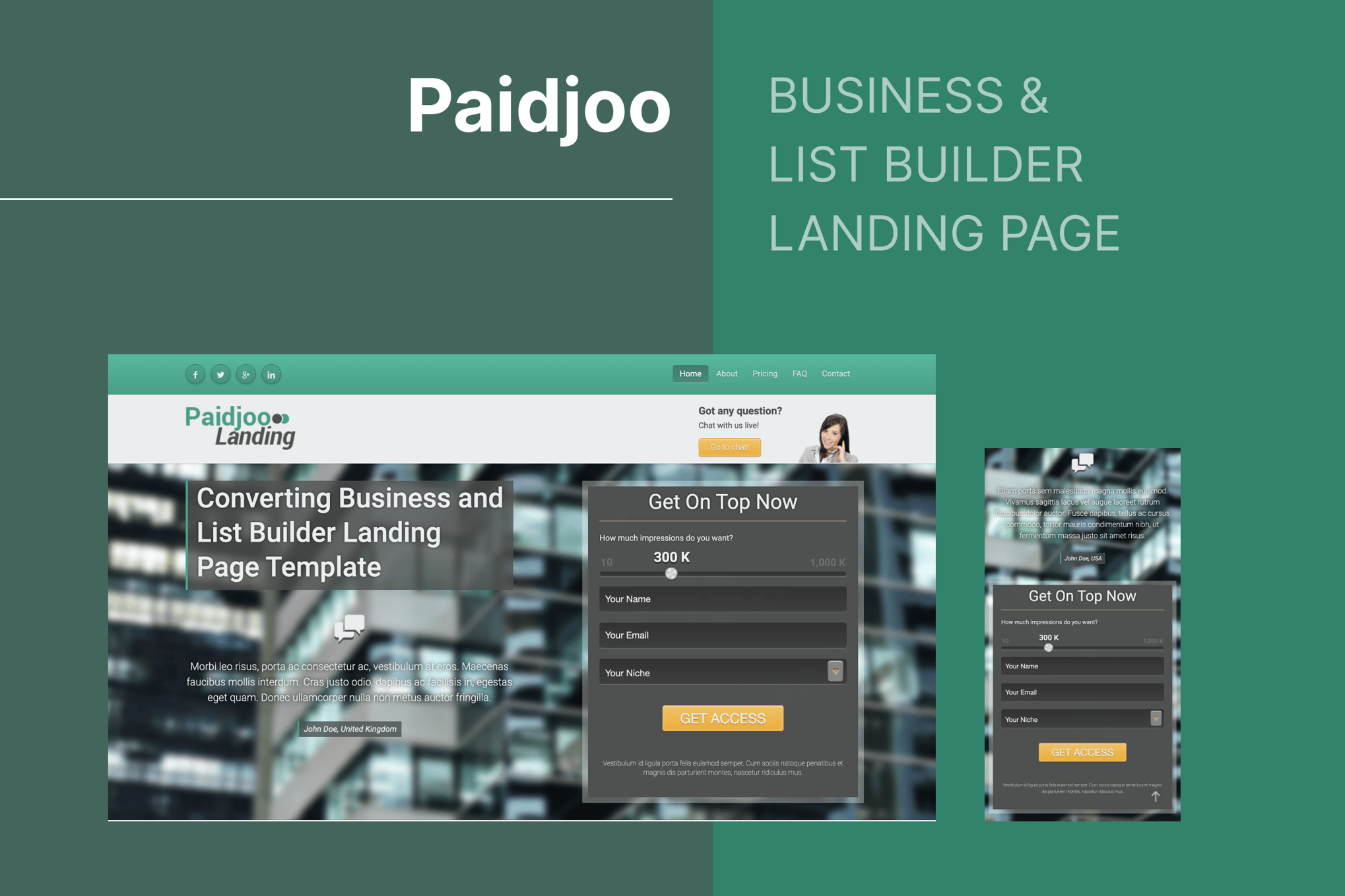 Imagen de portada de Paidjoo - Business & List Builder Landing Page (plantilla web)
