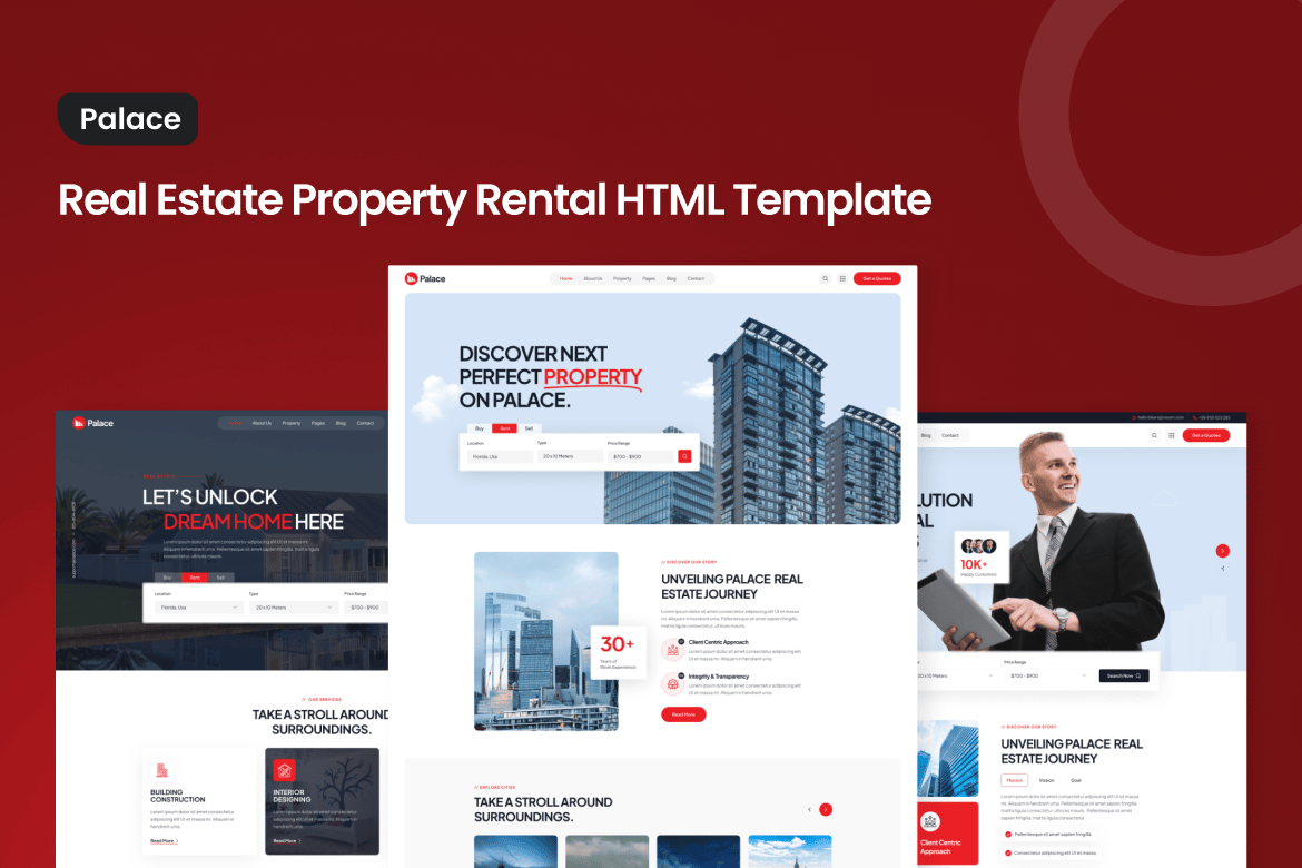 Imagen de portada de Palace - Real Estate Property Rental HTML Template (plantilla web)