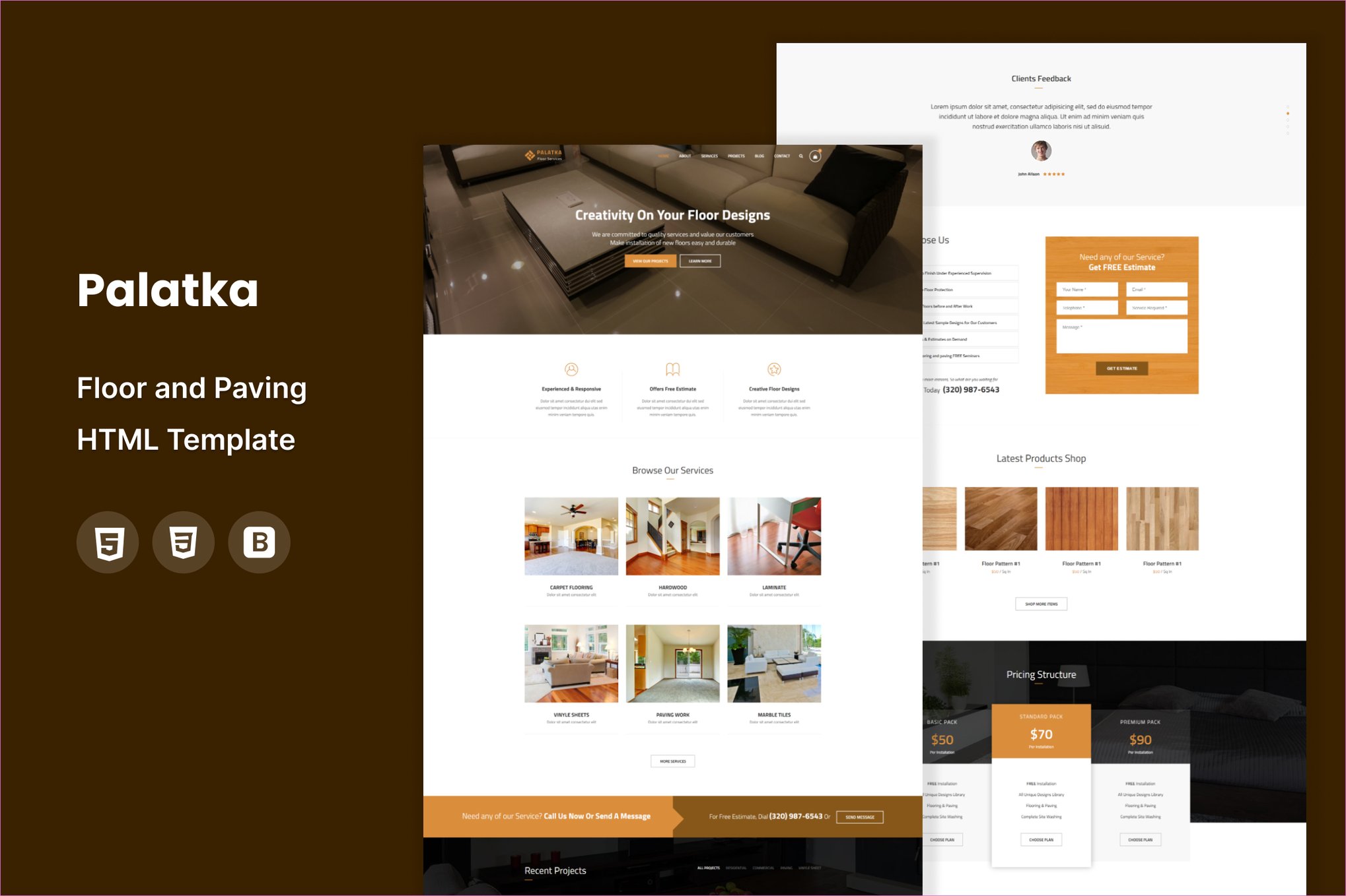 Imagen de portada de Palatka : Floor and Paving Service HTML Template (plantilla web)