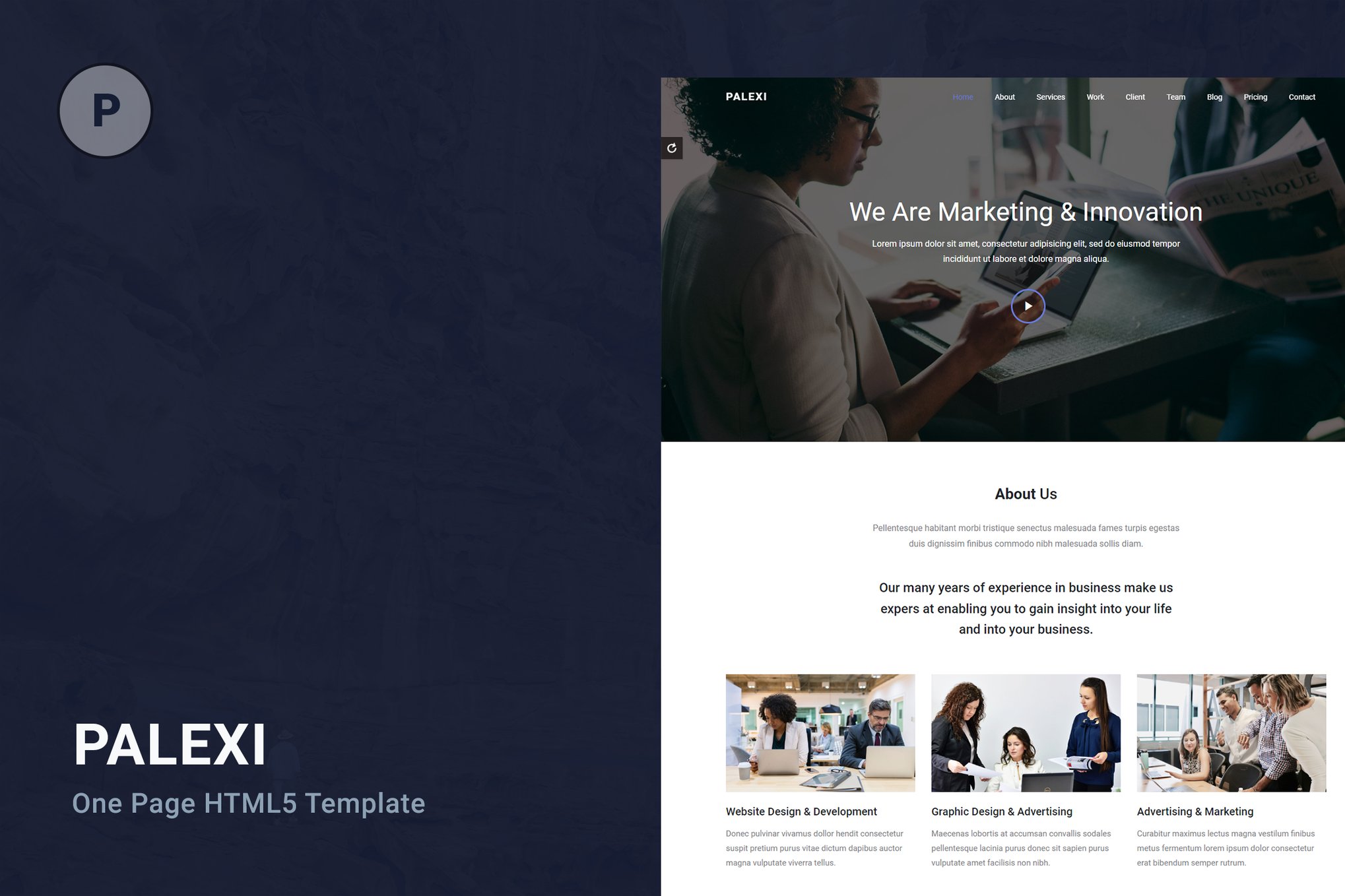 Imagen de portada de Palexi - One Page HTML5 Template (plantilla web)
