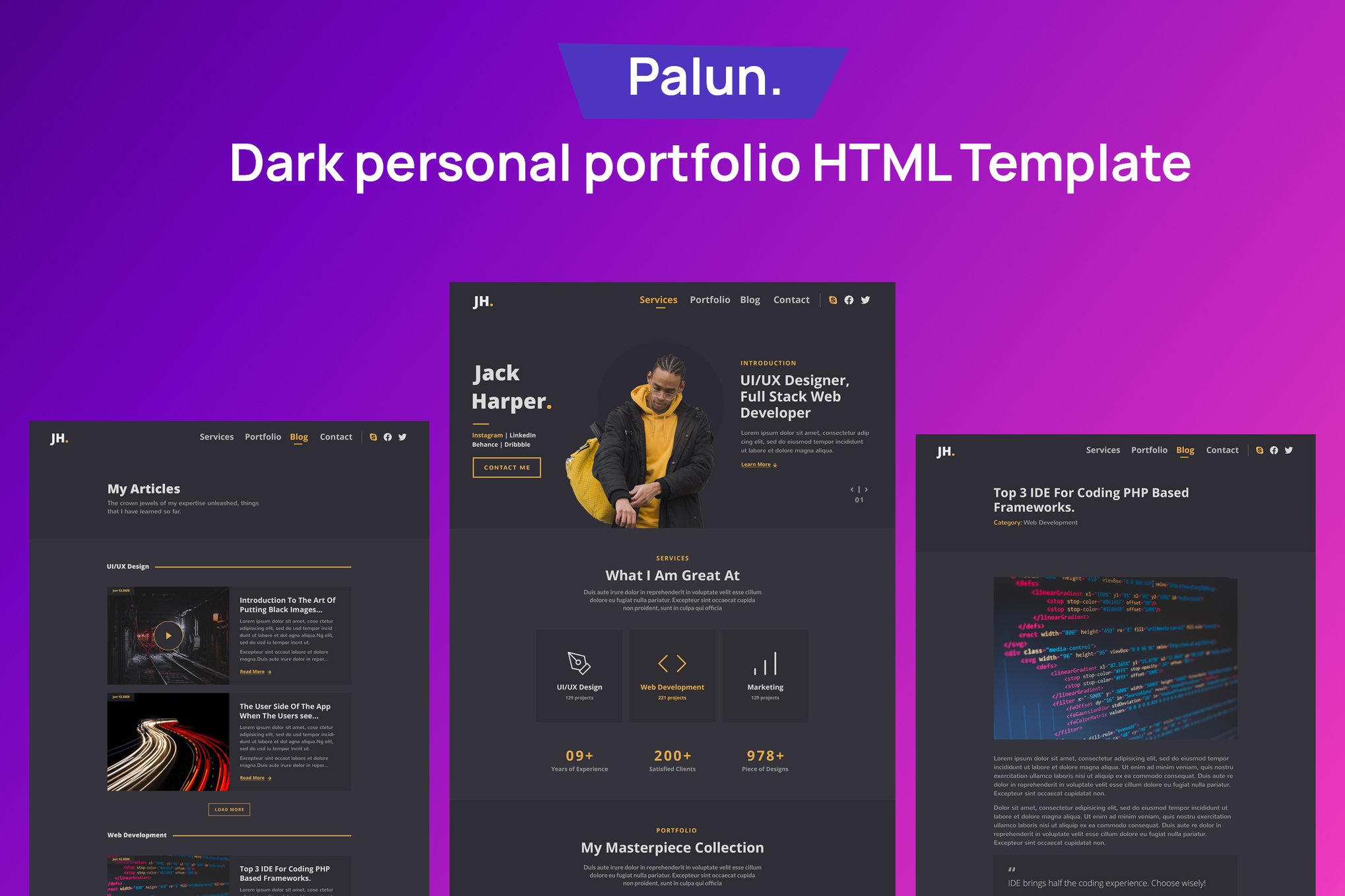 Imagen de portada de Palun - Personal Portfolio HTML Template (plantilla web)