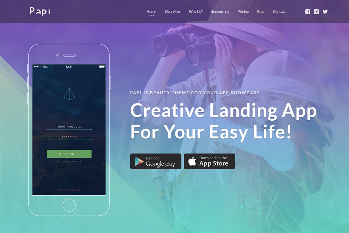 Imagen de portada de Papi App HTML Template (plantilla web)