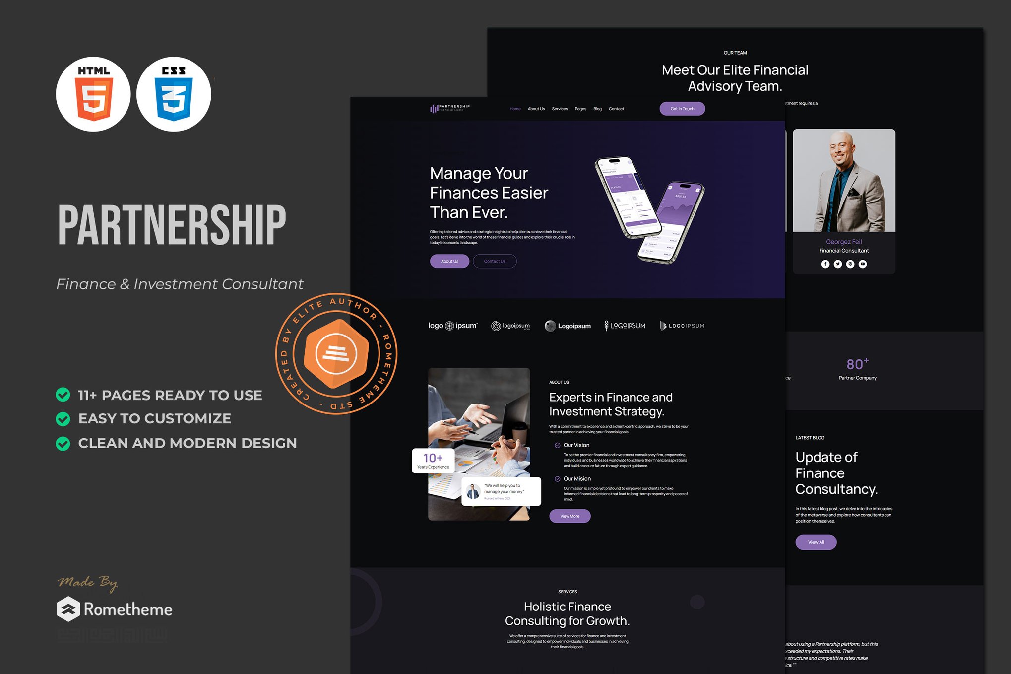 Imagen de portada de Partnership - Finance & Consultant HTML Template (plantilla web)