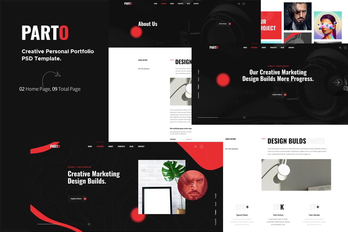 Imagen de portada de Parto - Creative Personal Portfolio PSD Template (plantilla web)