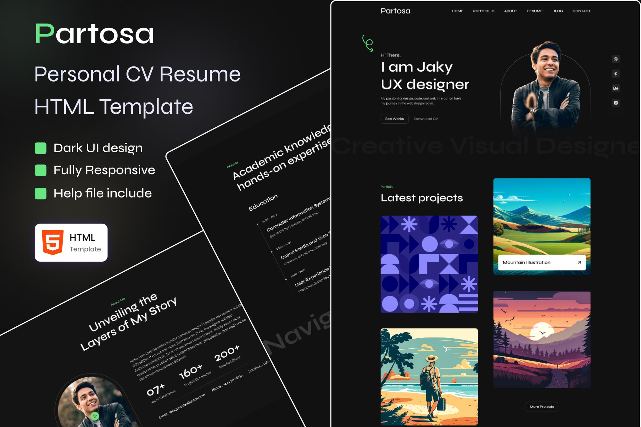 Imagen de portada de Partosa - Personal Portfolio Template (plantilla web)