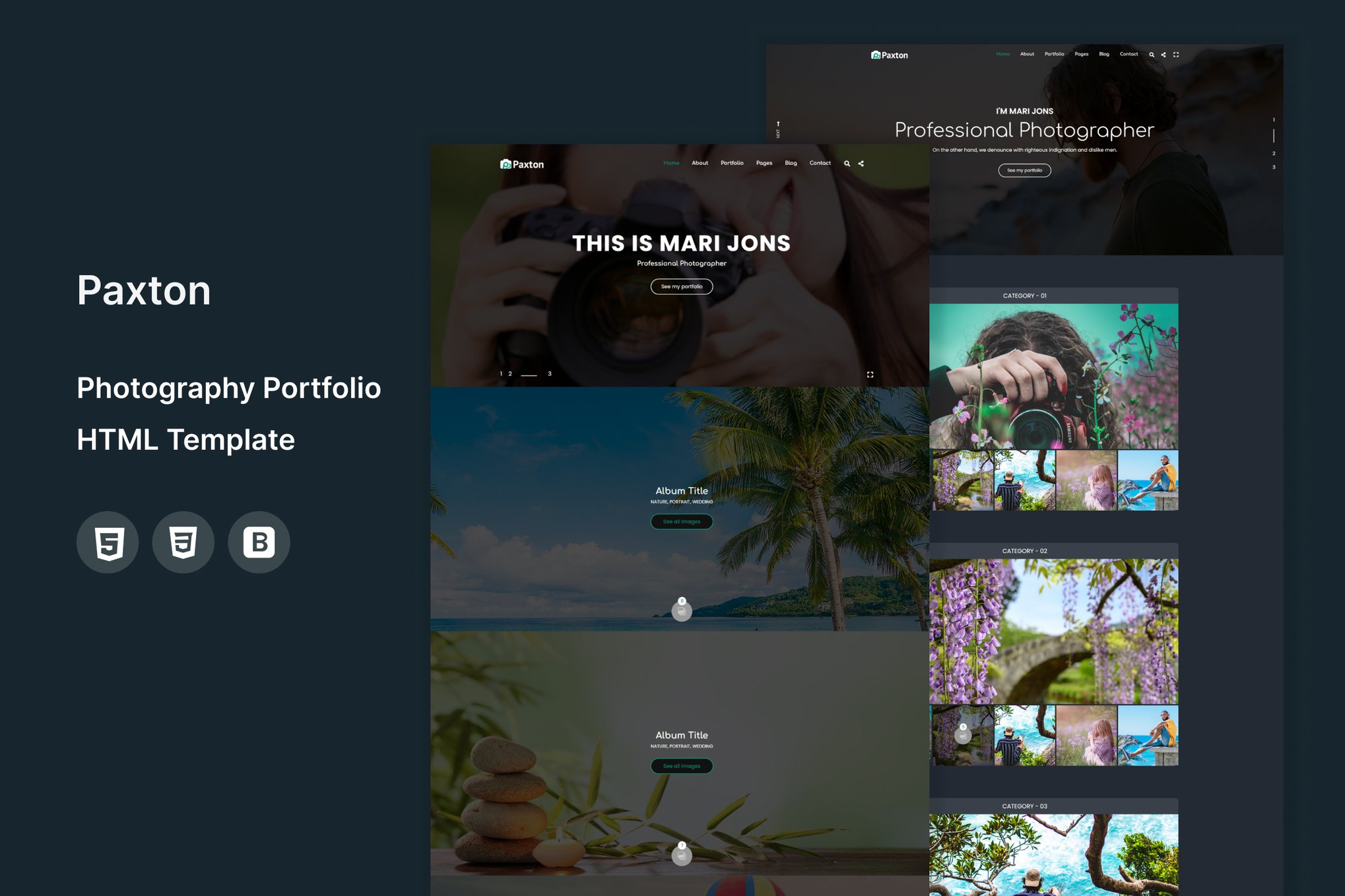 Imagen de portada de Paxton - Photography Portfolio Template (plantilla web)