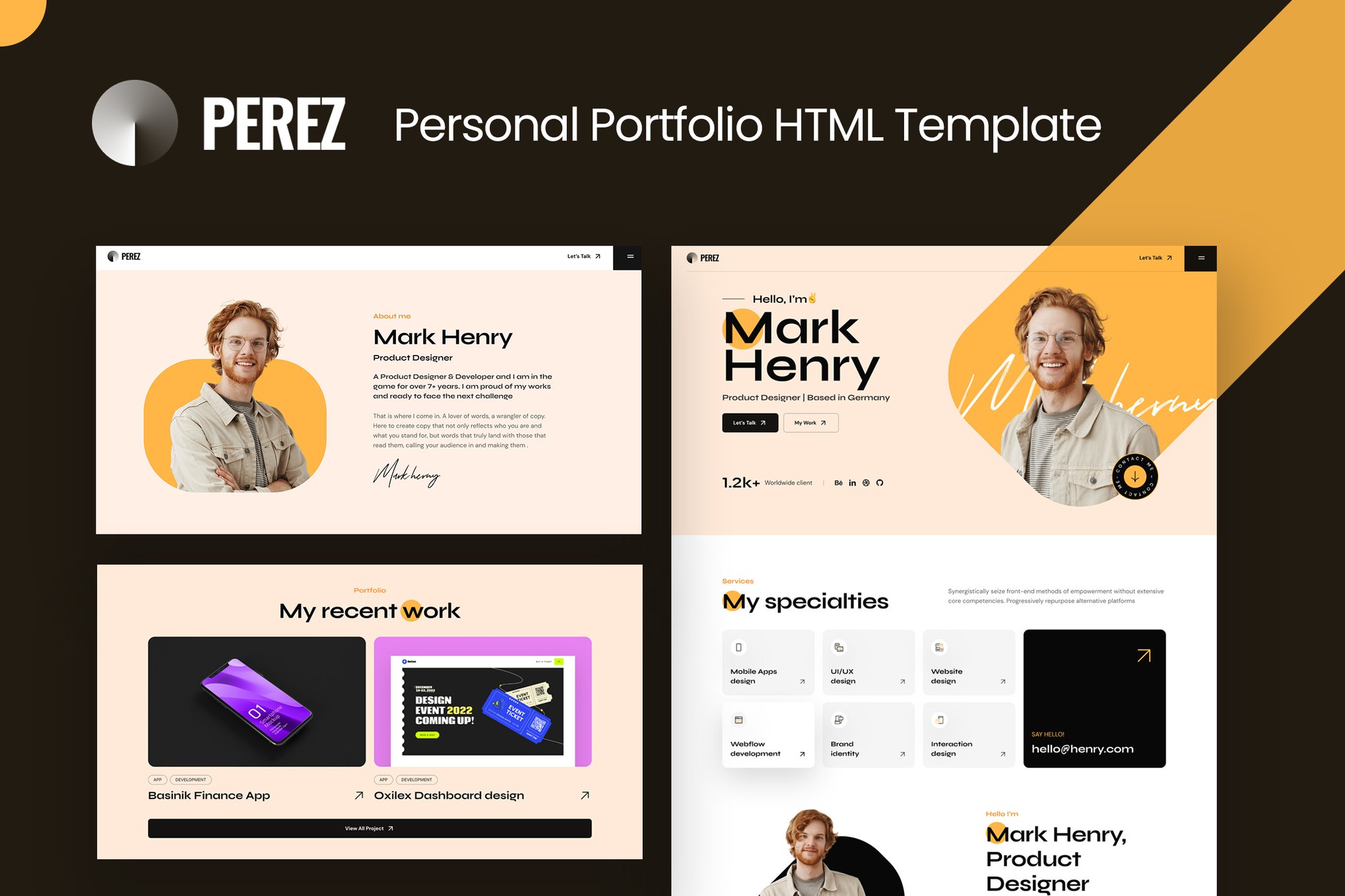 Imagen de portada de Perez - Personal Portfolio Template (plantilla web)