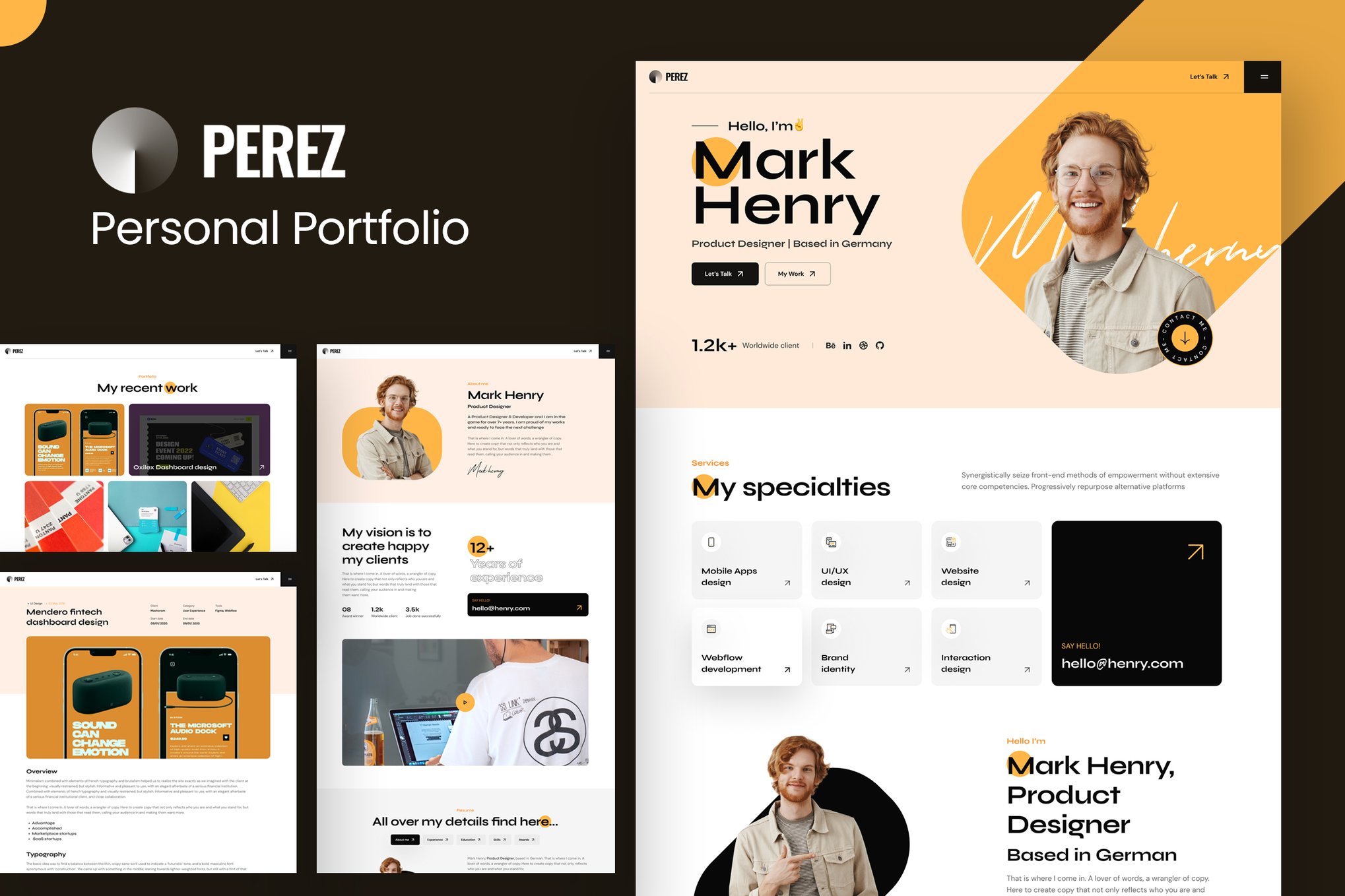 Imagen de portada de Perez - Tailwind CSS Personal Portfolio Template (plantilla web)