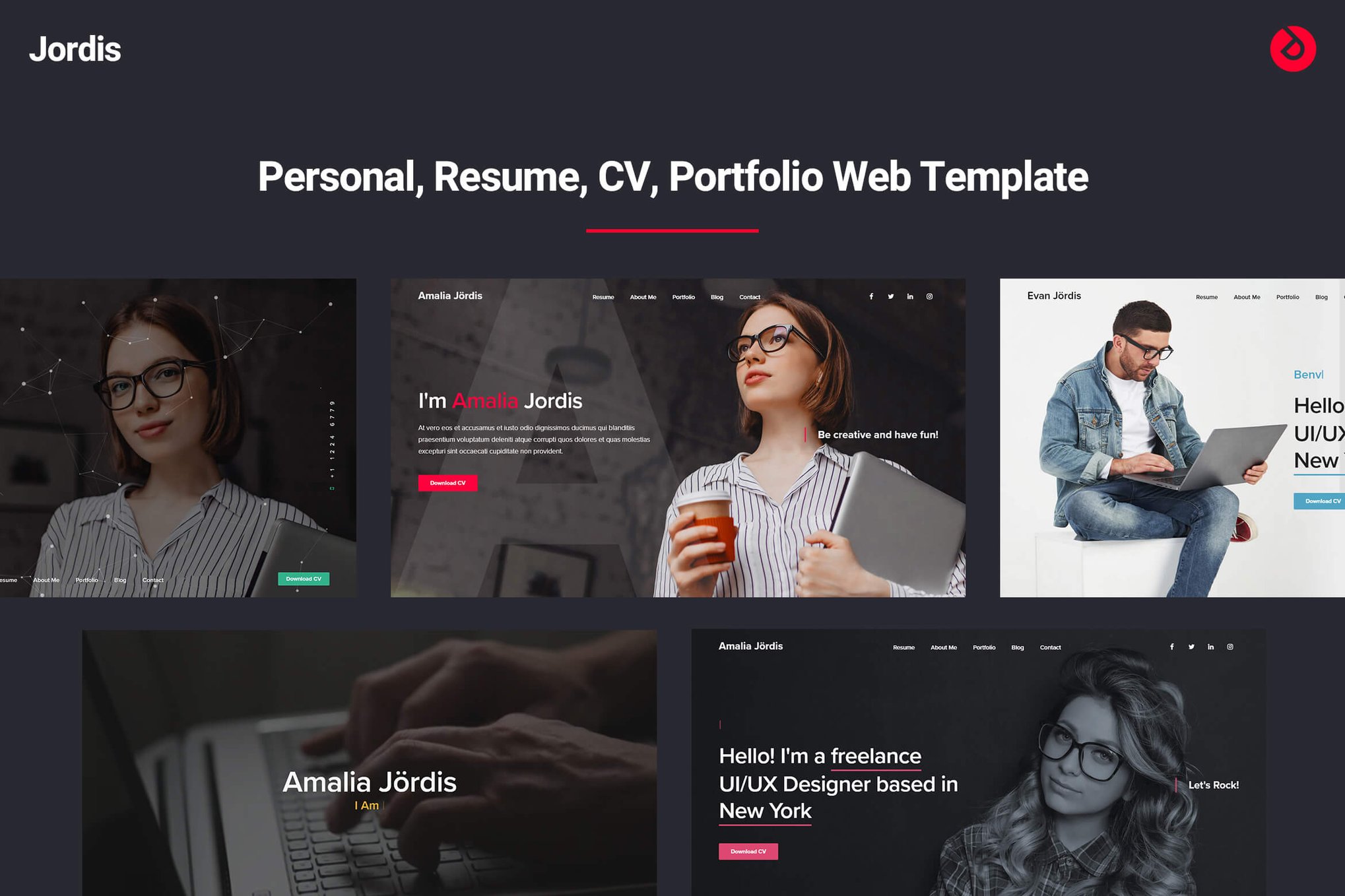 Imagen de portada de Personal, CV, Resume, Portfolio - Jordis (plantilla web)