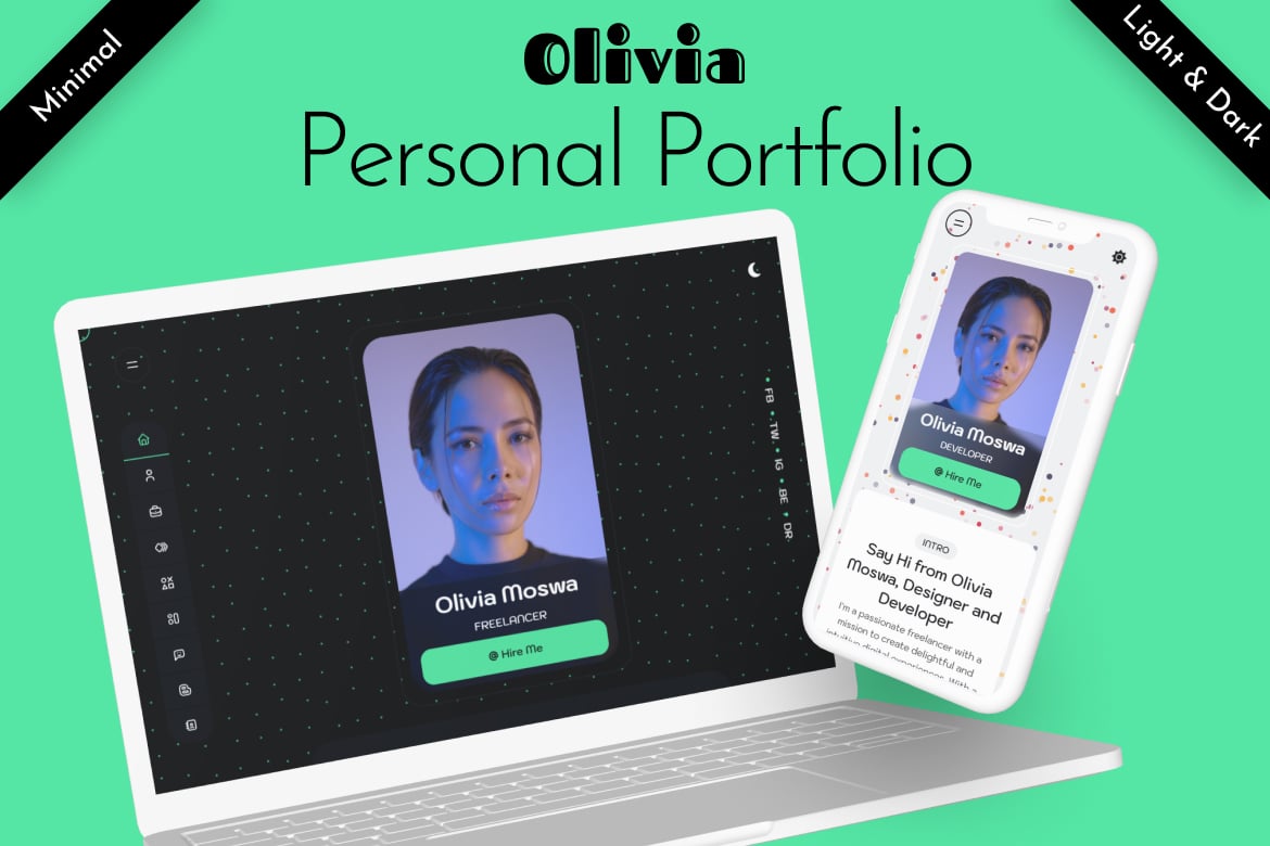 Imagen de portada de Personal Portfolio HTML Template - Olivia (plantilla web)