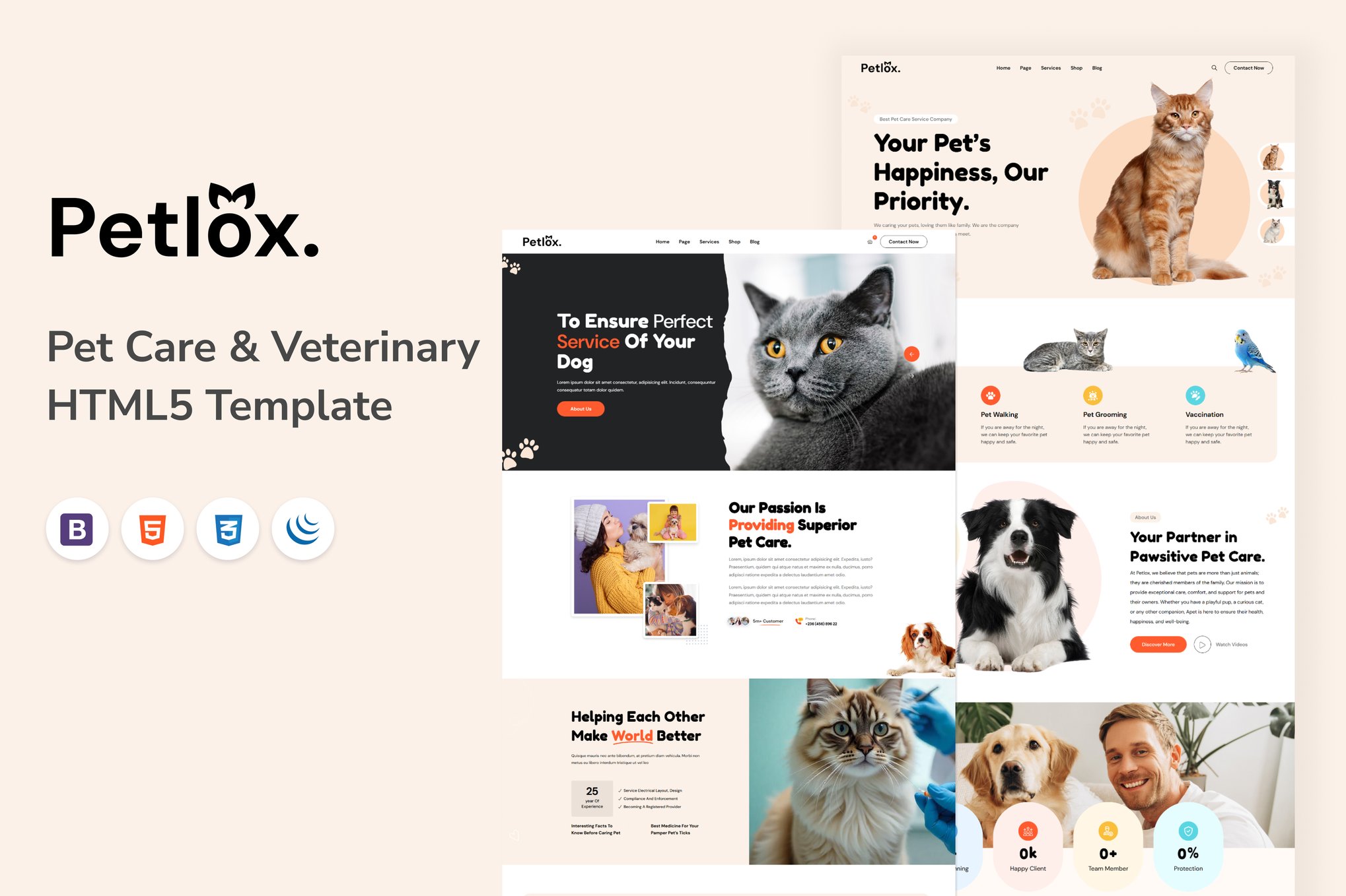 Imagen de portada de Petlox | Pet Care & Veterinary HTML5 Template (plantilla web)