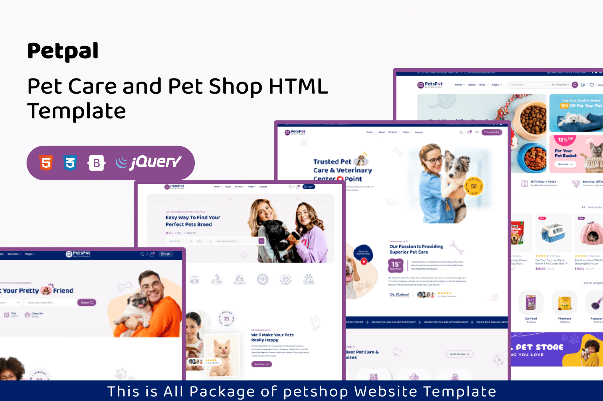 Imagen de portada de Petpal - Pet Care and Pet Shop Template (plantilla web)