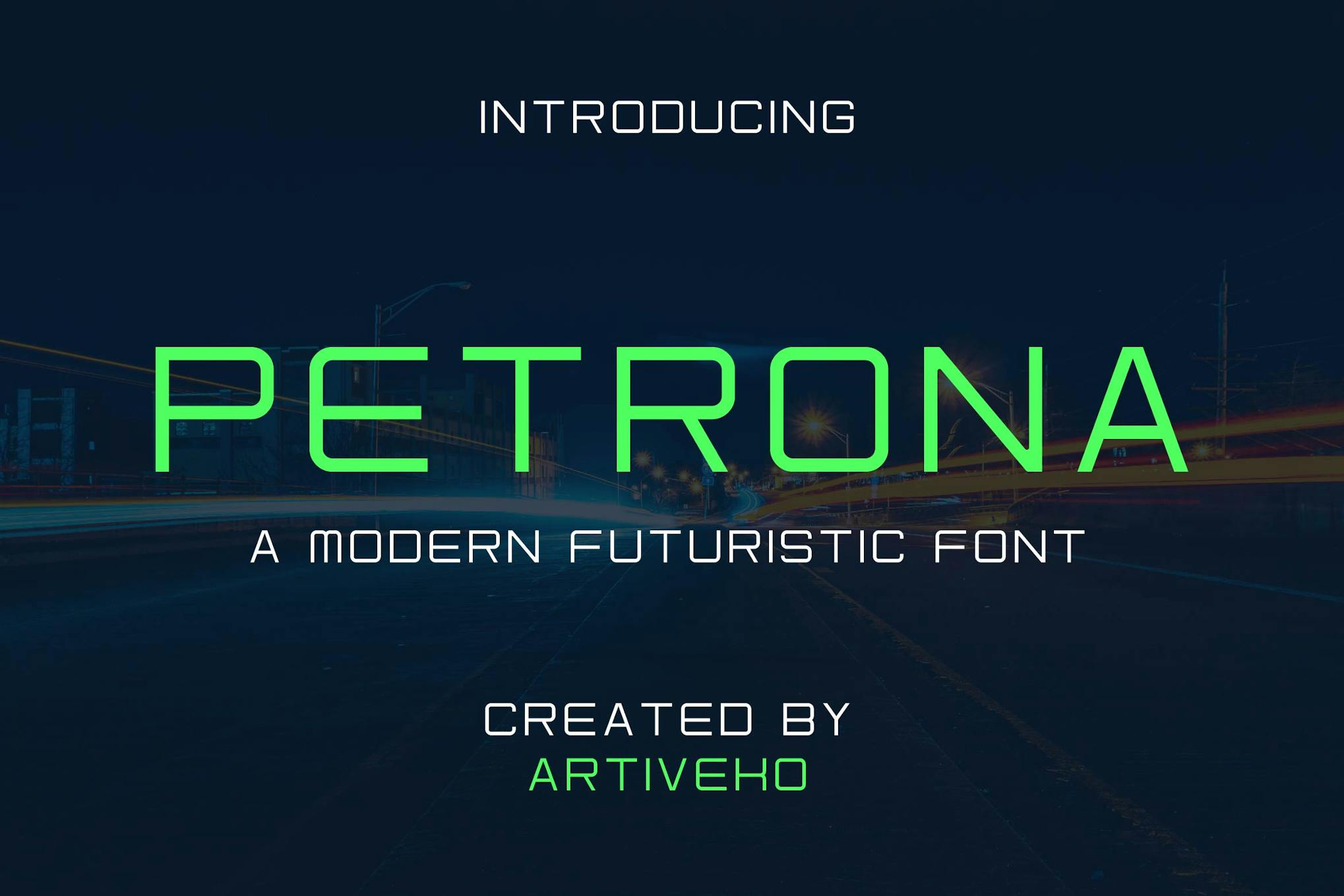 Imagen de portada de Petrona Modern Technology Font (fuente)