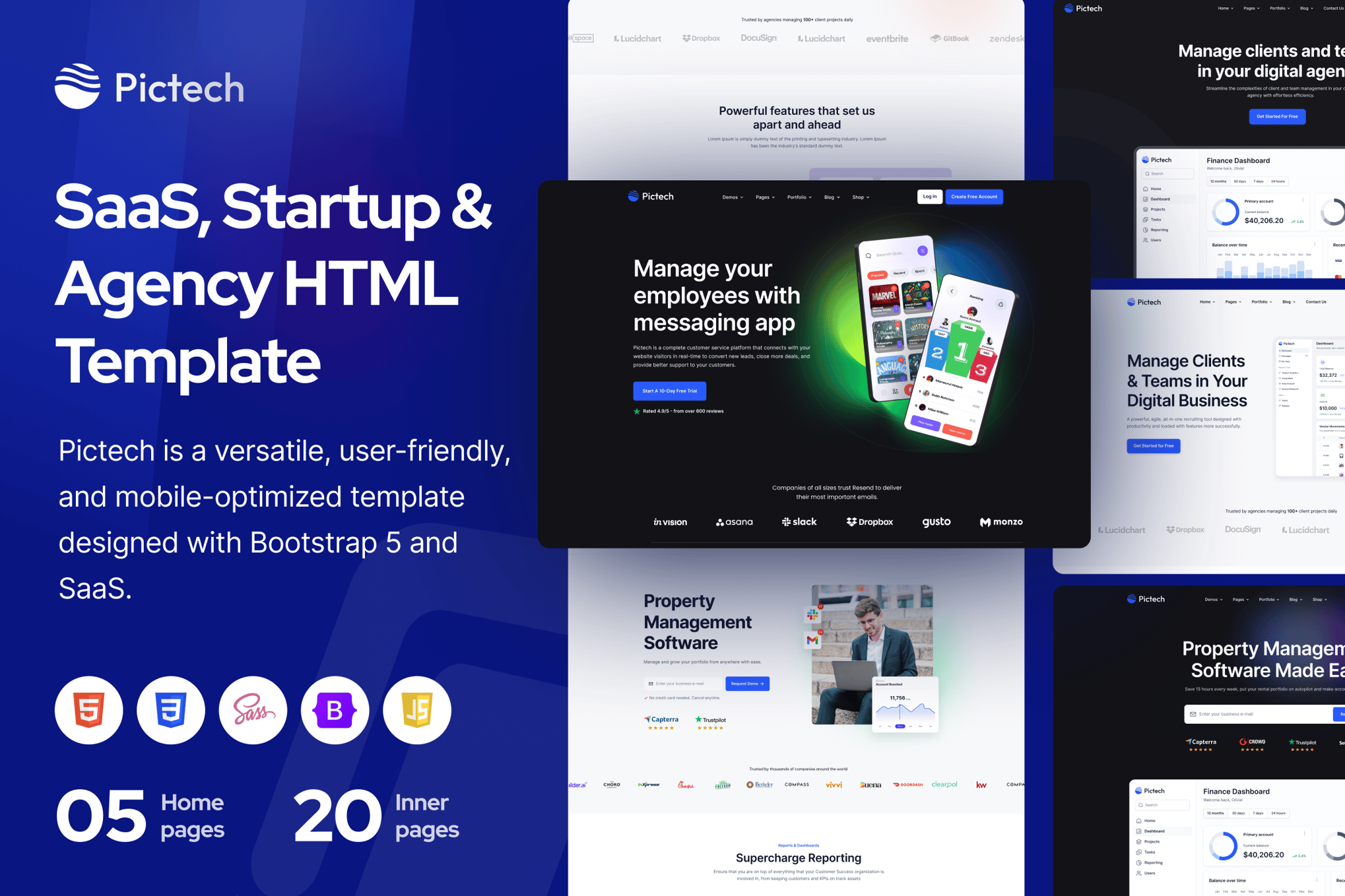 Imagen de portada de PicTech – Creative SaaS & Startup HTML5 Template (plantilla web)
