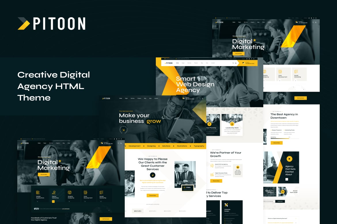 Imagen de portada de Pitoon - Creative Digital Agency HTML Template (plantilla web)