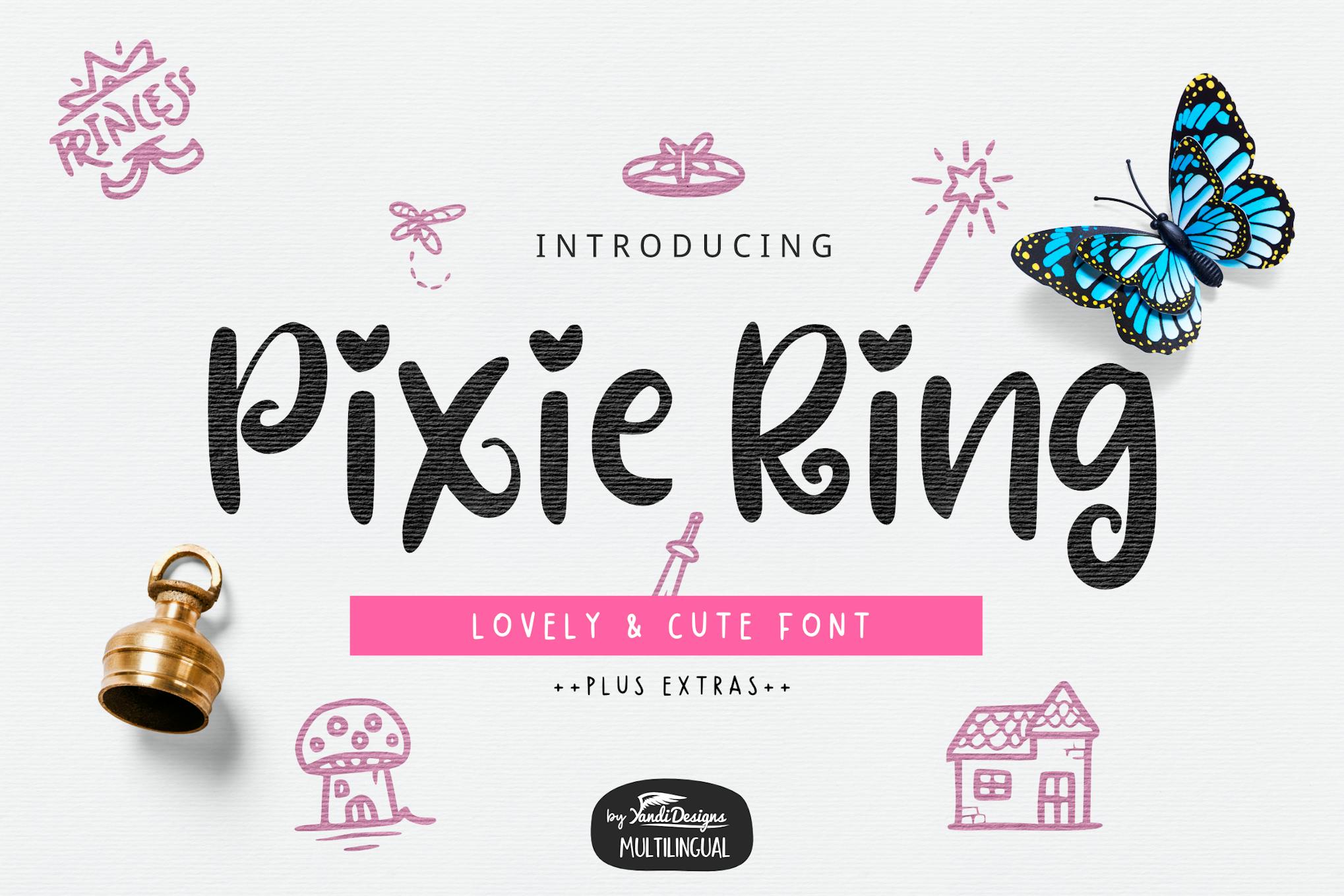 Imagen de portada de Pixie Ring Font with Illustrations (fuente)