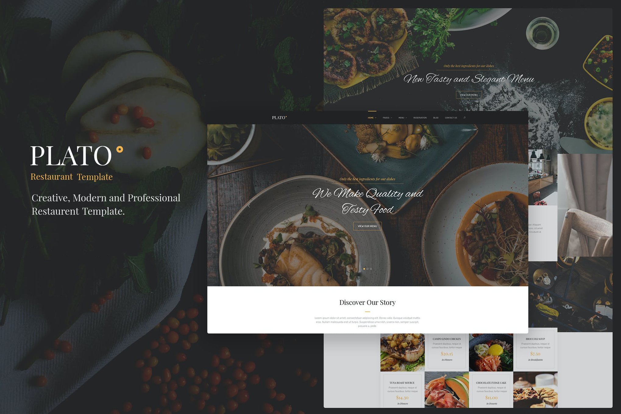 Imagen de portada de Plato - Restaurant & Food One Page HTML5 Template (plantilla web)