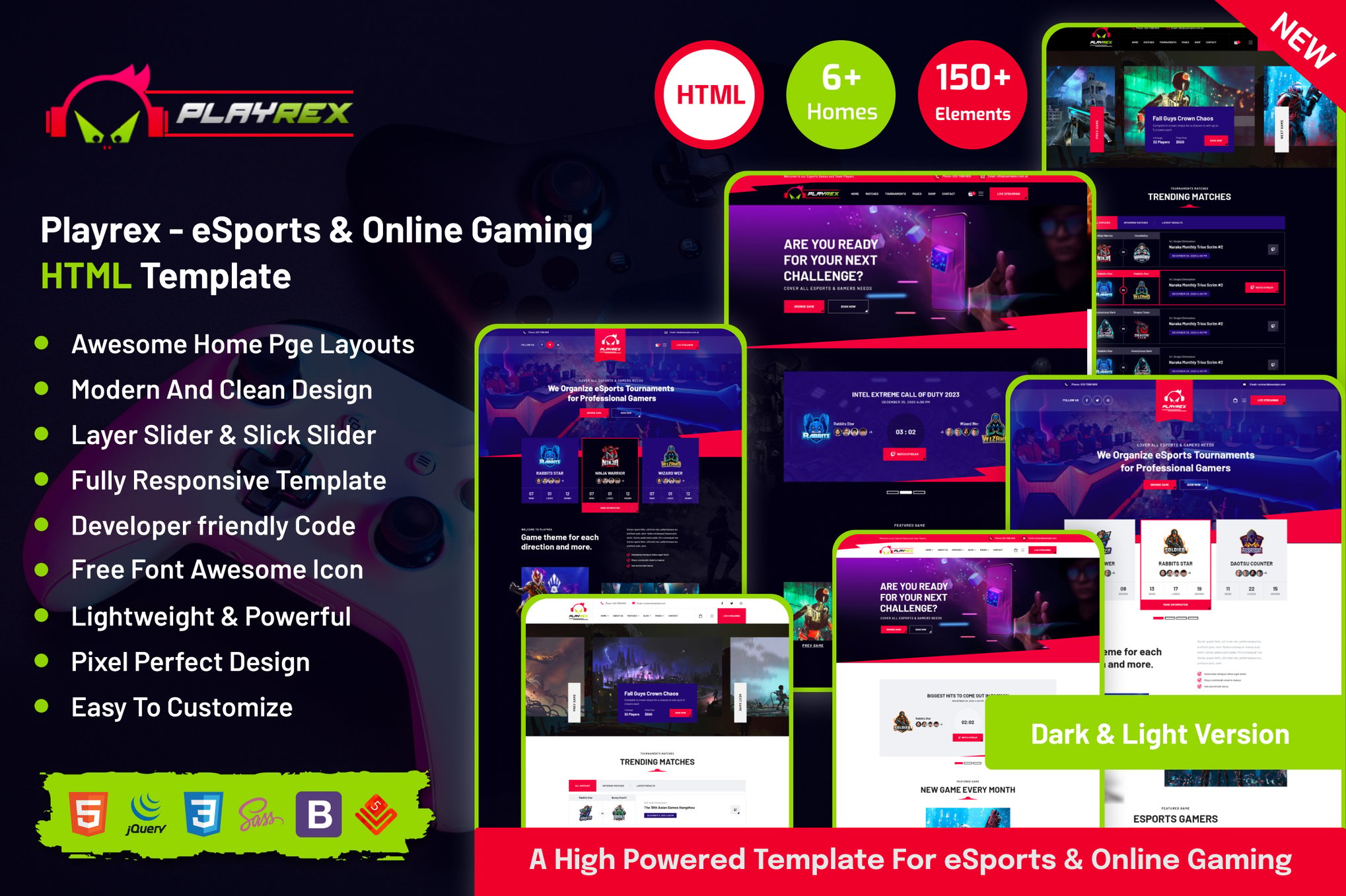 Imagen de portada de Playrex – eSports & Gaming Clan HTML Template (plantilla web)