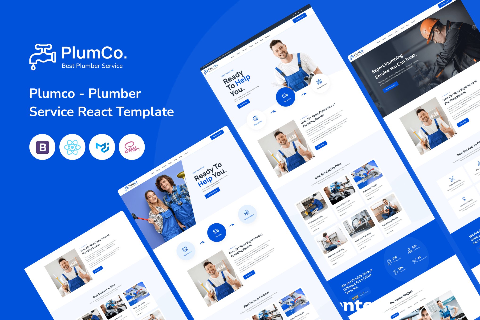 Imagen de portada de Plumco - Plumber Service React Template (plantilla web)