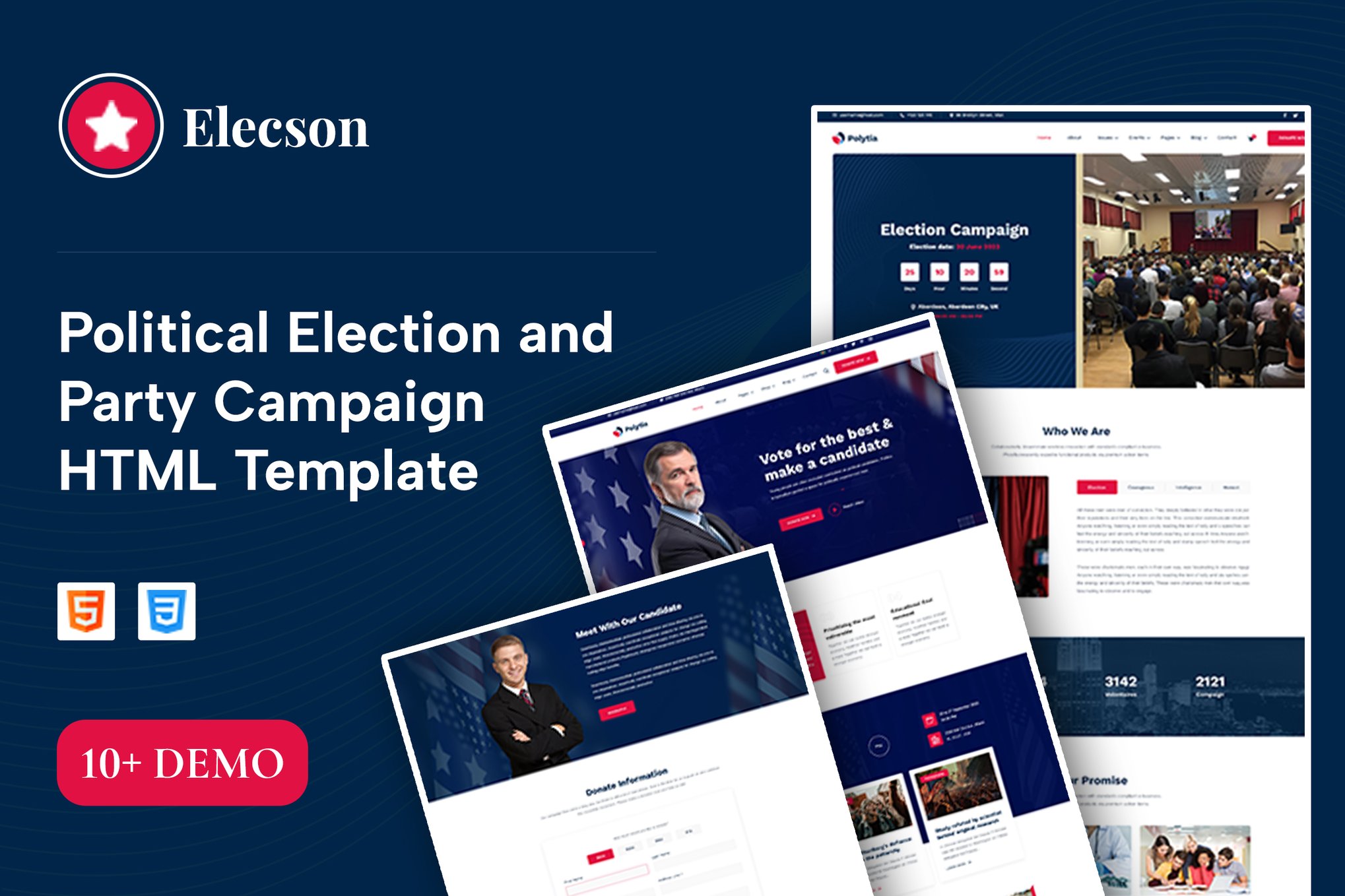 Imagen de portada de Political & Election Campaign HTML Template (plantilla web)