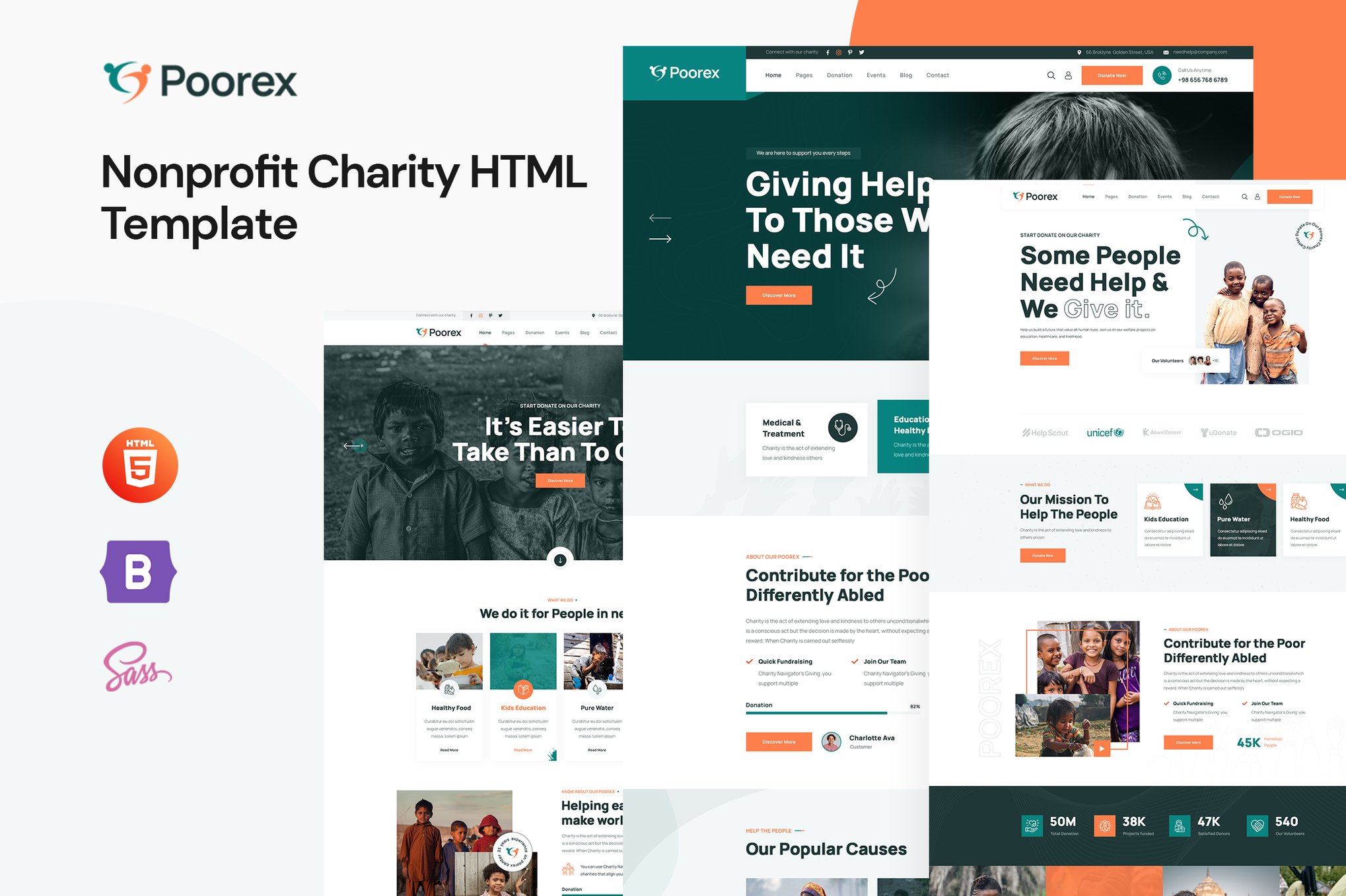 Imagen de portada de Poorex - Nonprofit Charity HTML Template (plantilla web)