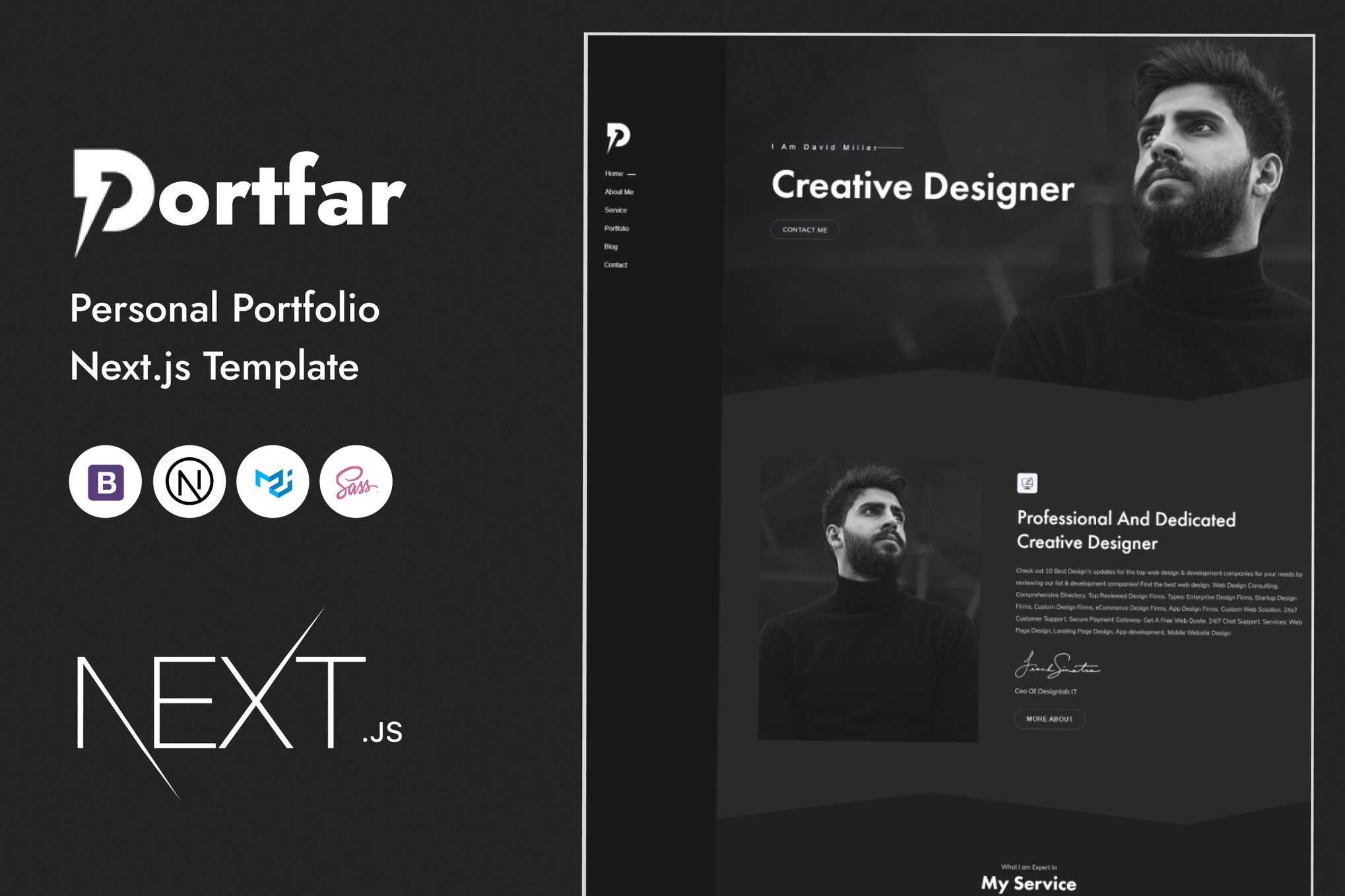 Imagen de portada de Portfar - Personal Portfolio Next.js Template (plantilla web)
