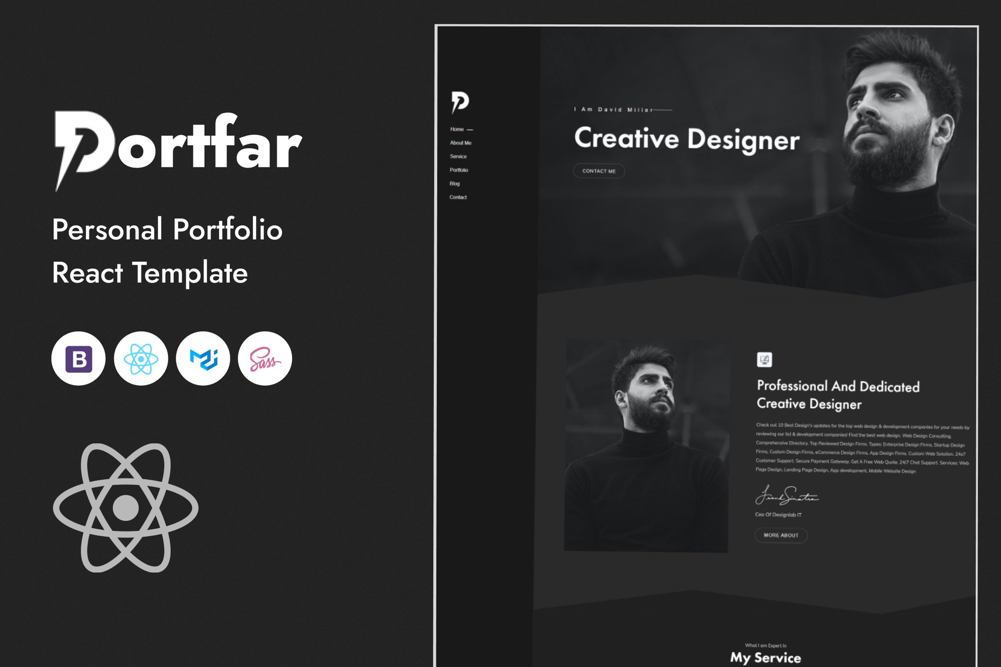 Imagen de portada de Portfar - Personal Portfolio React Template (plantilla web)