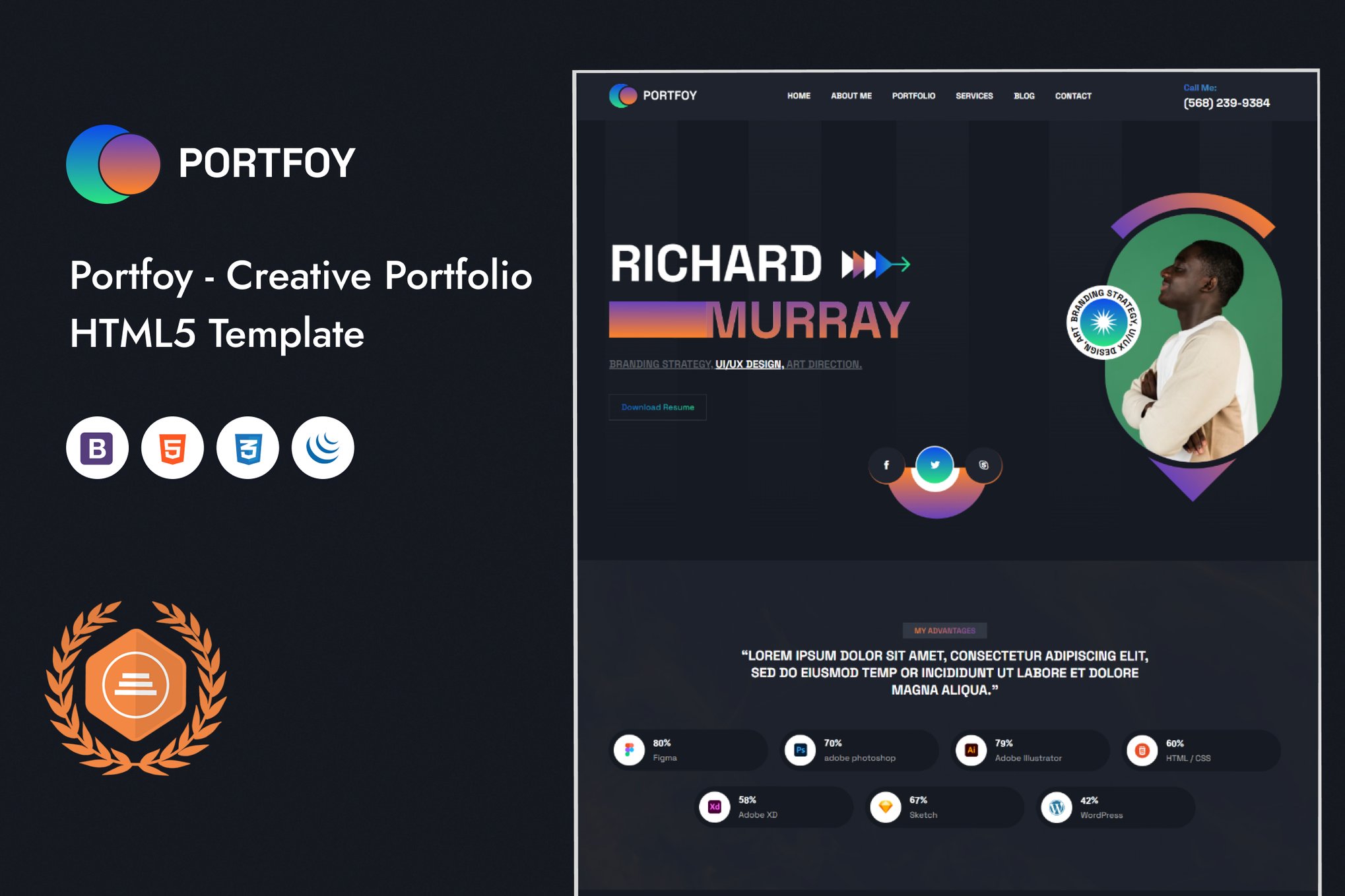 Imagen de portada de Portfoy - Creative Portfolio HTML5 Template (plantilla web)