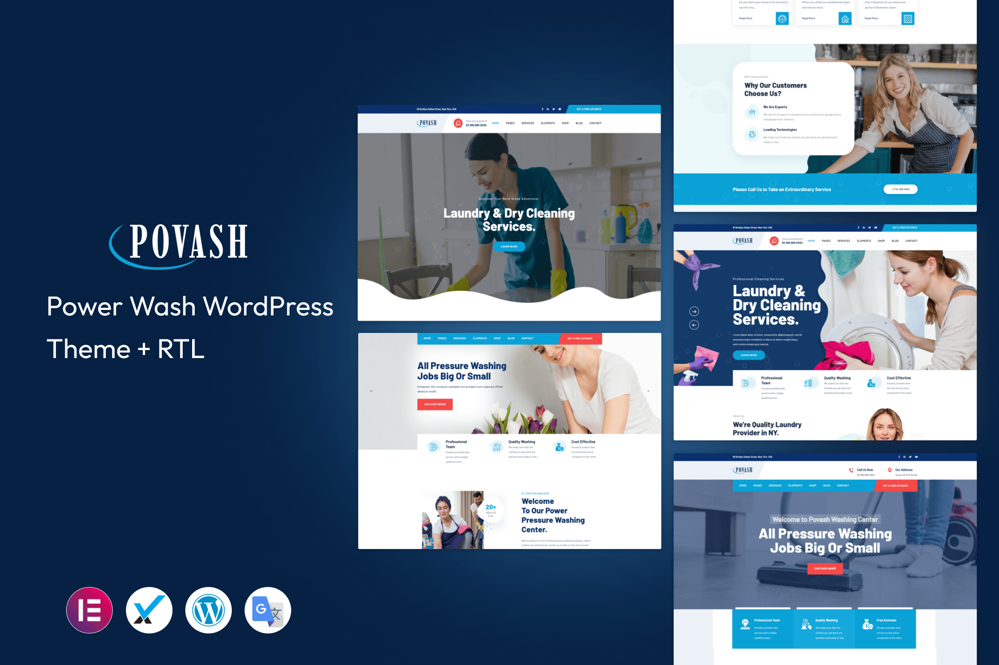 Imagen de portada de Povash | Power Wash WordPress Theme (tema)