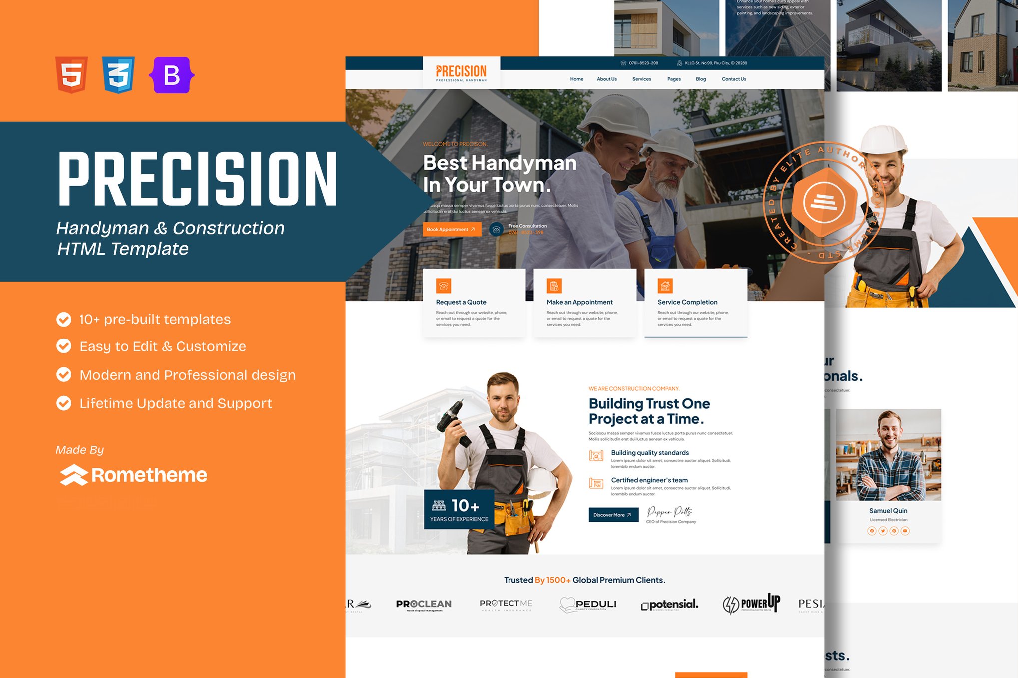 Imagen de portada de Precision - Handyman & Construction HTML Template (plantilla web)