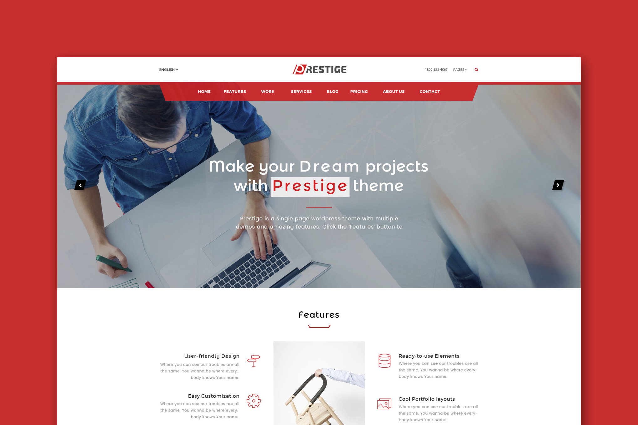 Imagen de portada de Prestige - Single Page HTML Template (plantilla web)