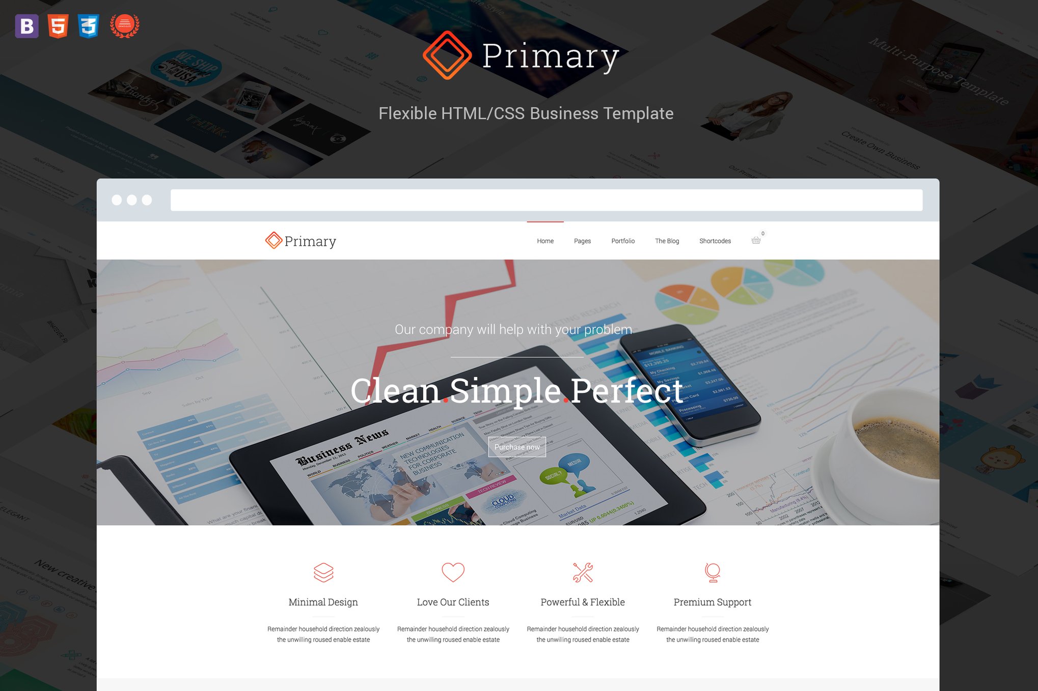 Imagen de portada de Primary - Flexible Business HTML 5/CSS 3 Template (plantilla web)