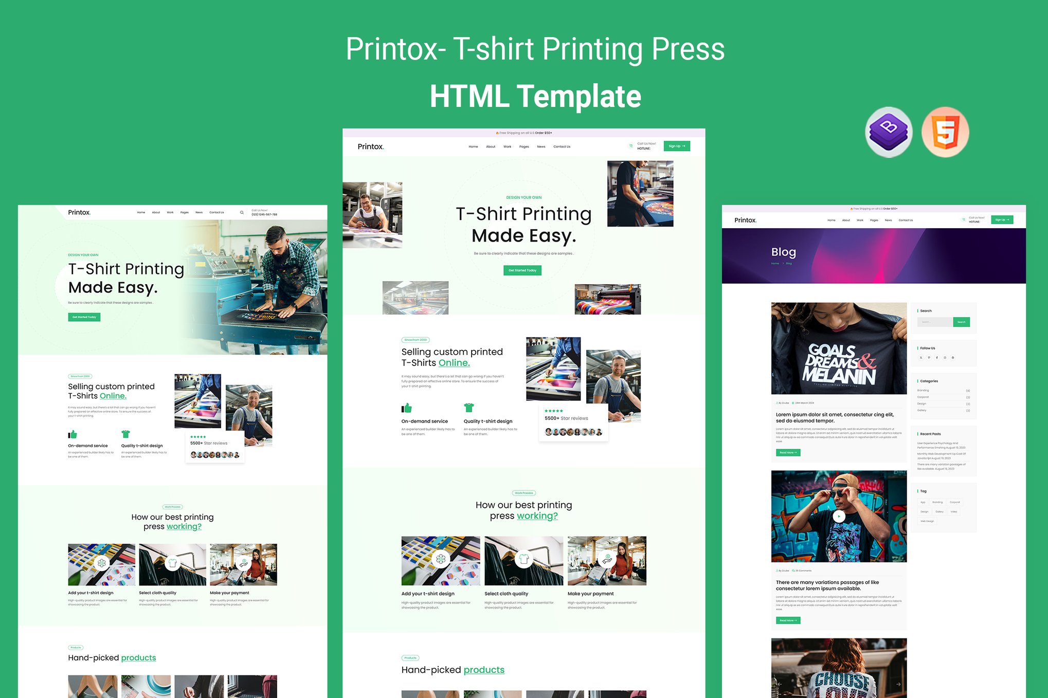 Imagen de portada de Printox- T-shirt Printing Press HTML Template (plantilla web)