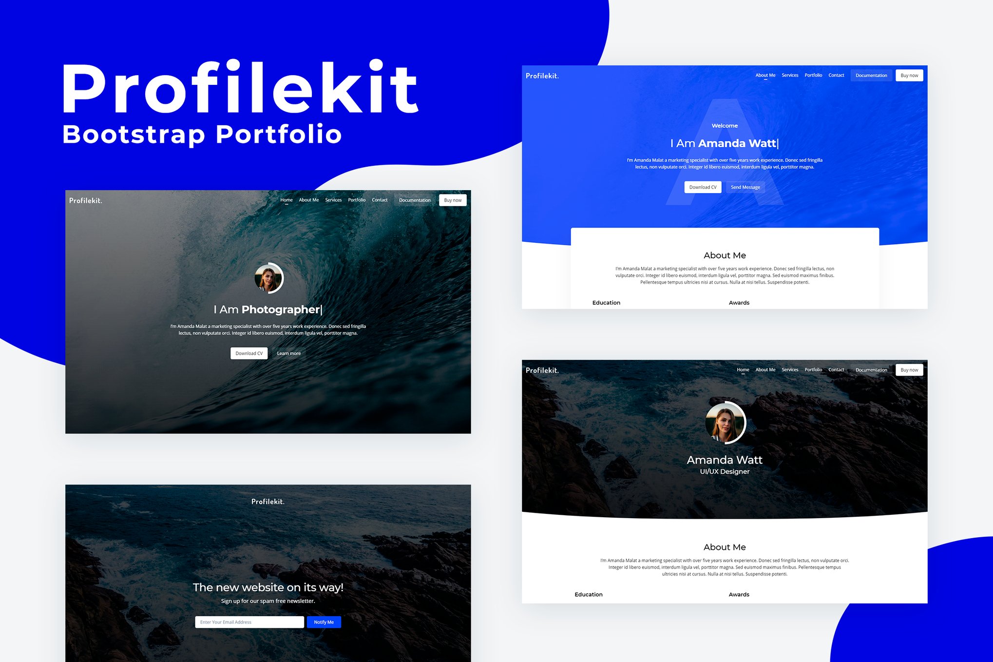 Imagen de portada de Profilekit - Bootstrap Portfolio Template (plantilla web)