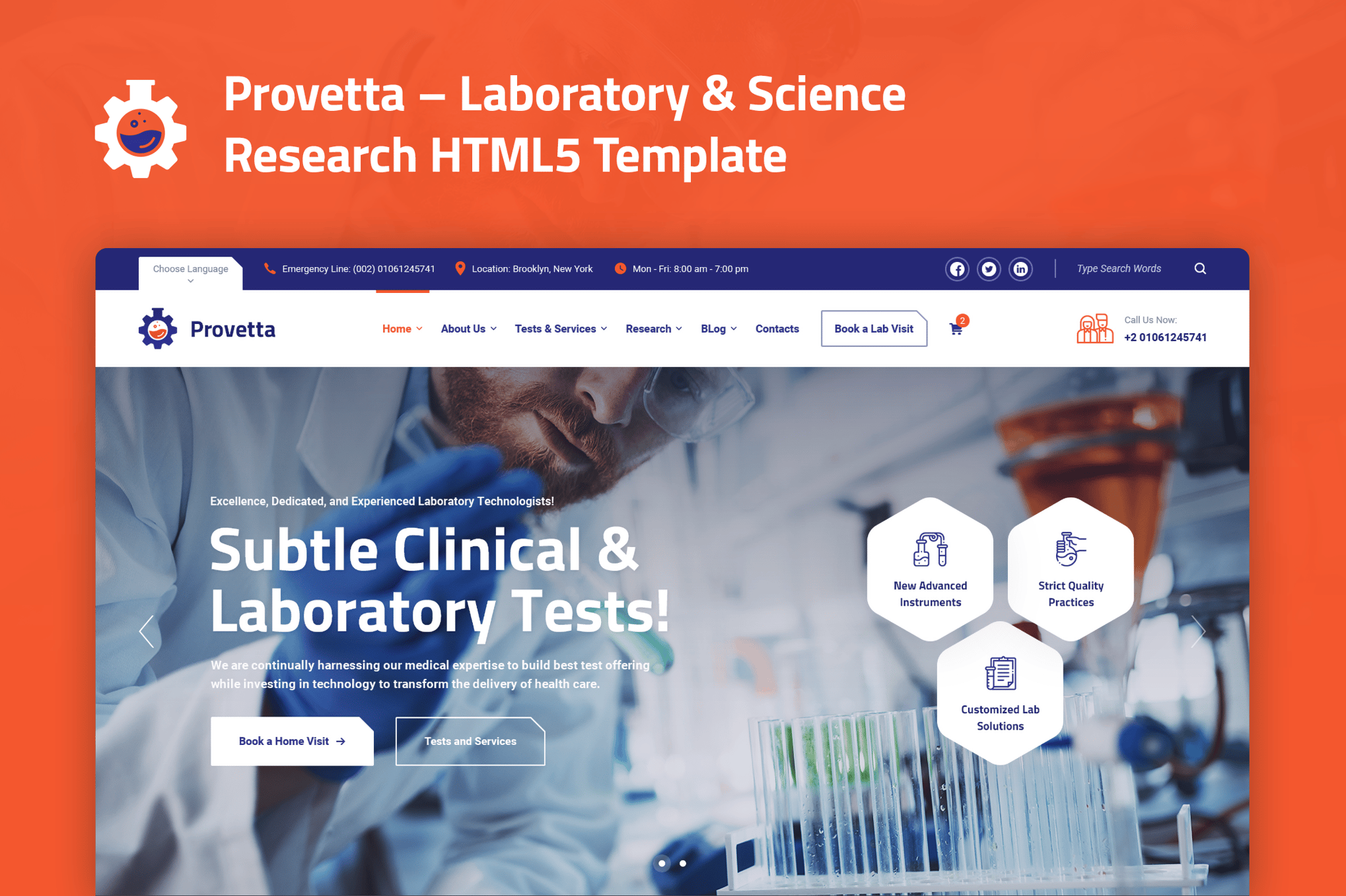 Imagen de portada de Provetta – Laboratory & Science HTML5 Template (plantilla web)