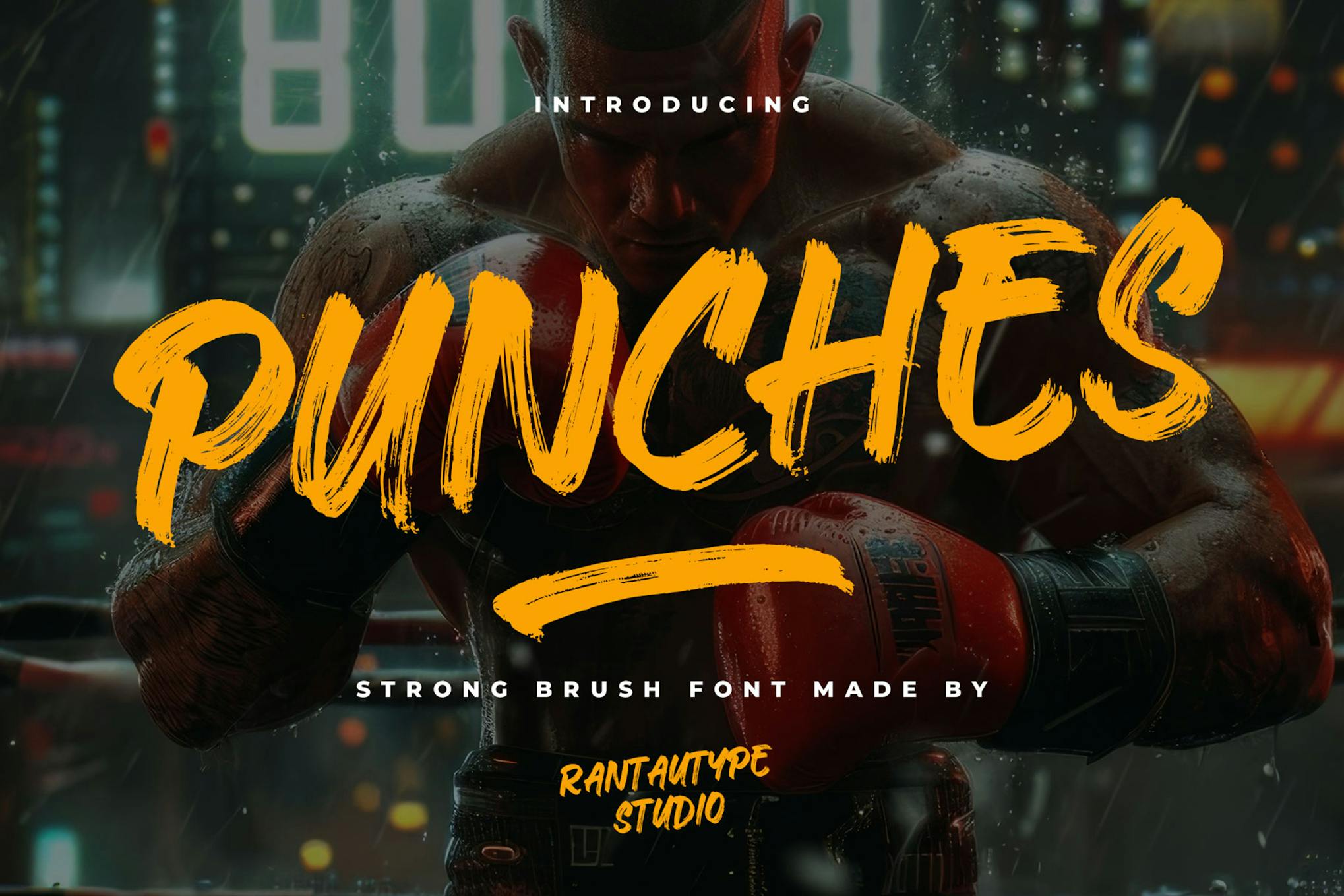 Imagen de portada de Punches Strong Brush Font (fuente)