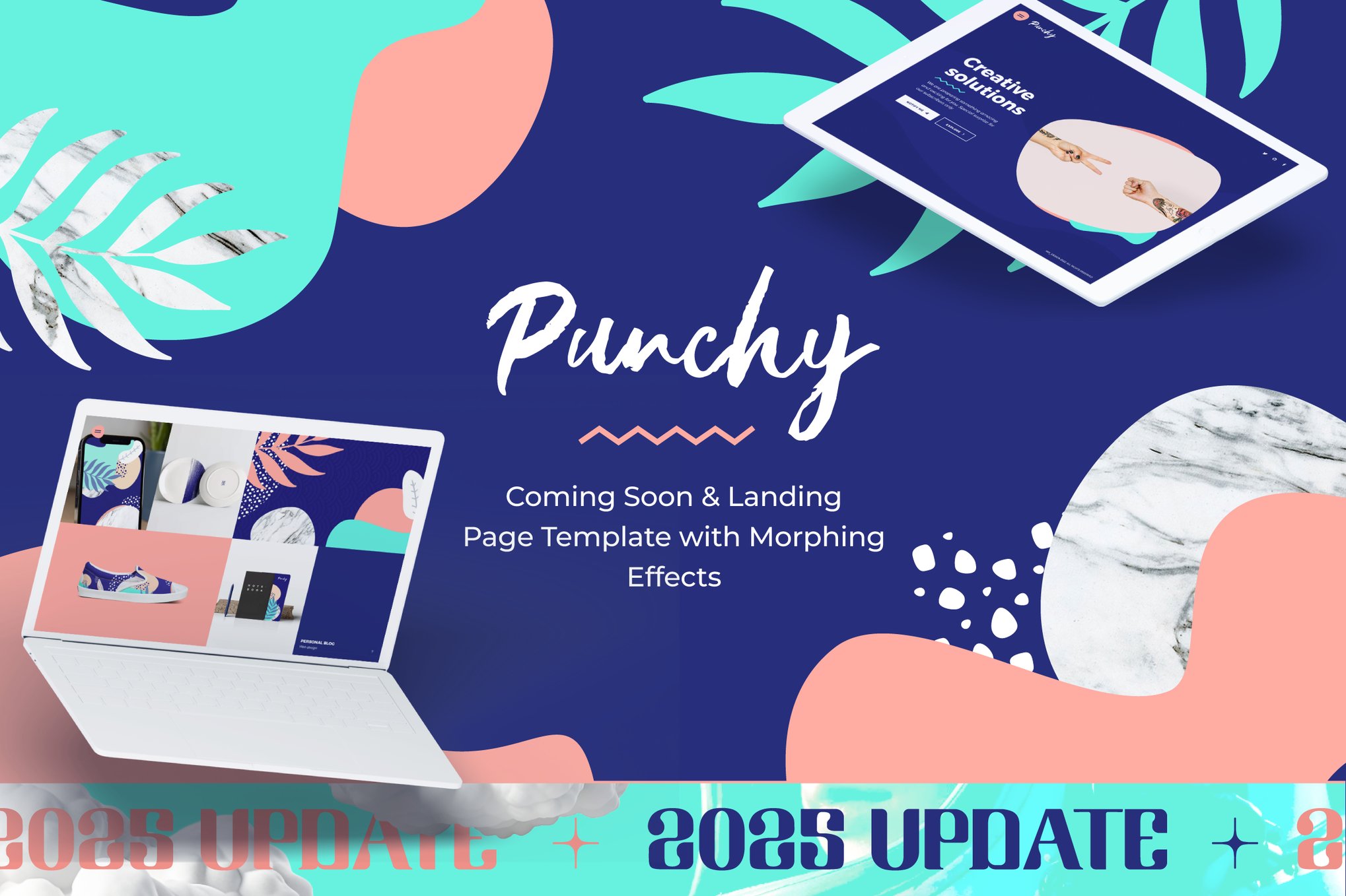Imagen de portada de Punchy - One Page Template with Morphing Effects (plantilla web)