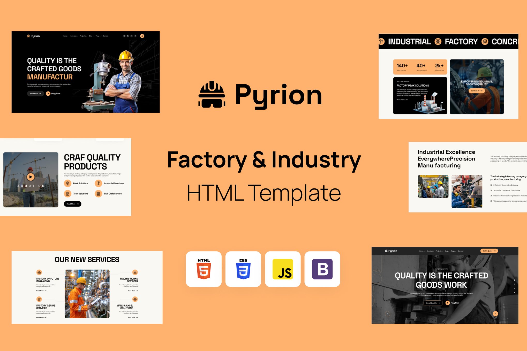 Imagen de portada de Pyrion - Factory & Industry HTML Template (plantilla web)