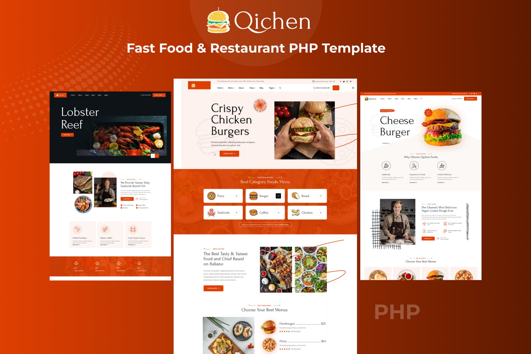 Imagen de portada de Qichen - Fast Food & Restaurant PHP Template (plantilla web)