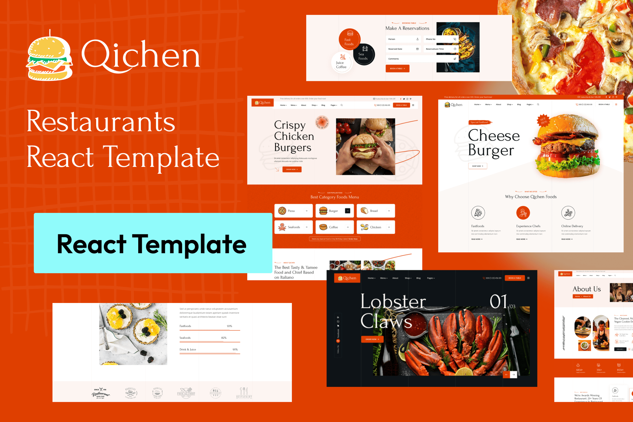 Imagen de portada de Qichen - Food & Restaurant React NextJs Template (plantilla web)