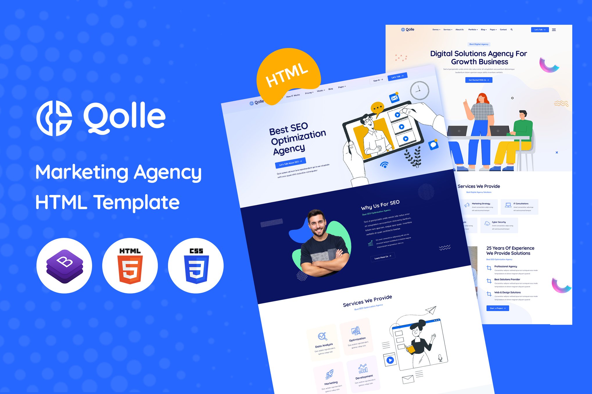 Imagen de portada de Qolle - Creative Digital Agency HTML Template (plantilla web)